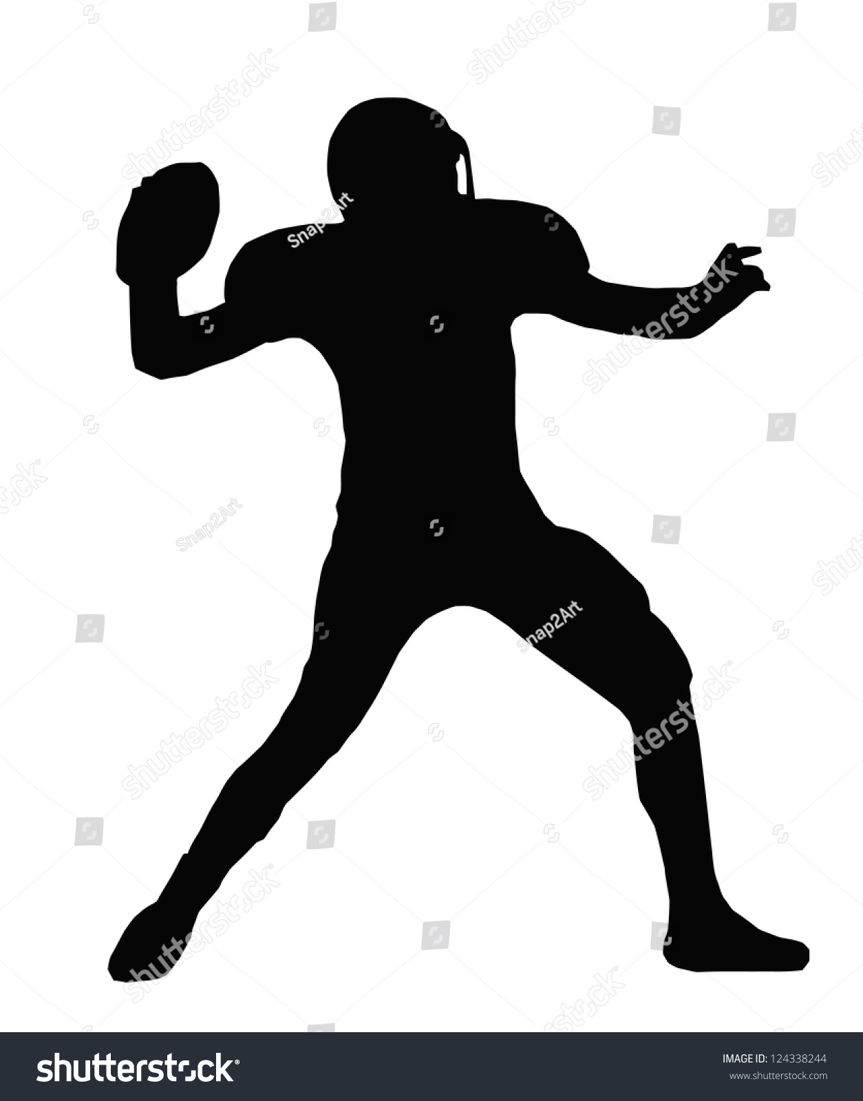 Silhouette American Football Quarterback Aiming Throw Stock Vector ...