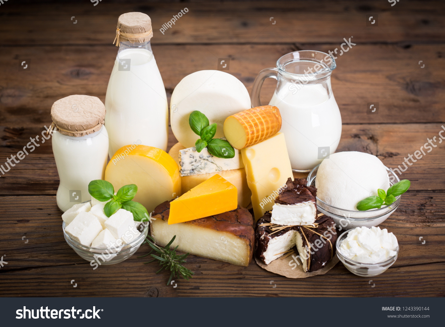 Various Types Cheese Dairy Product On Stock Photo 1243390144 | Shutterstock