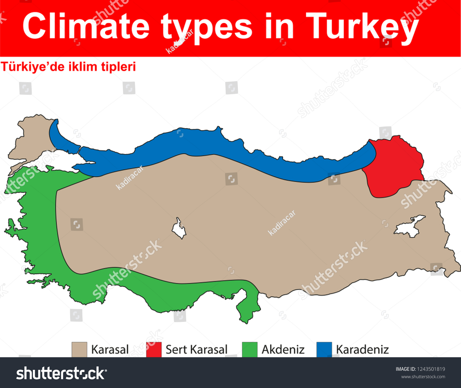 Climate Types Turkey Climate Map Stock Vector (Royalty Free) 1243501819 