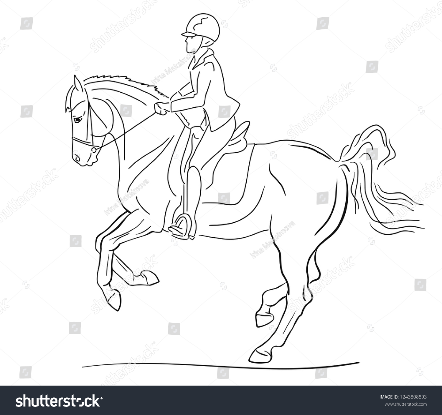 Sketch Young Rider Riding Horse Stock Vector (Royalty Free) 1243808893 ...