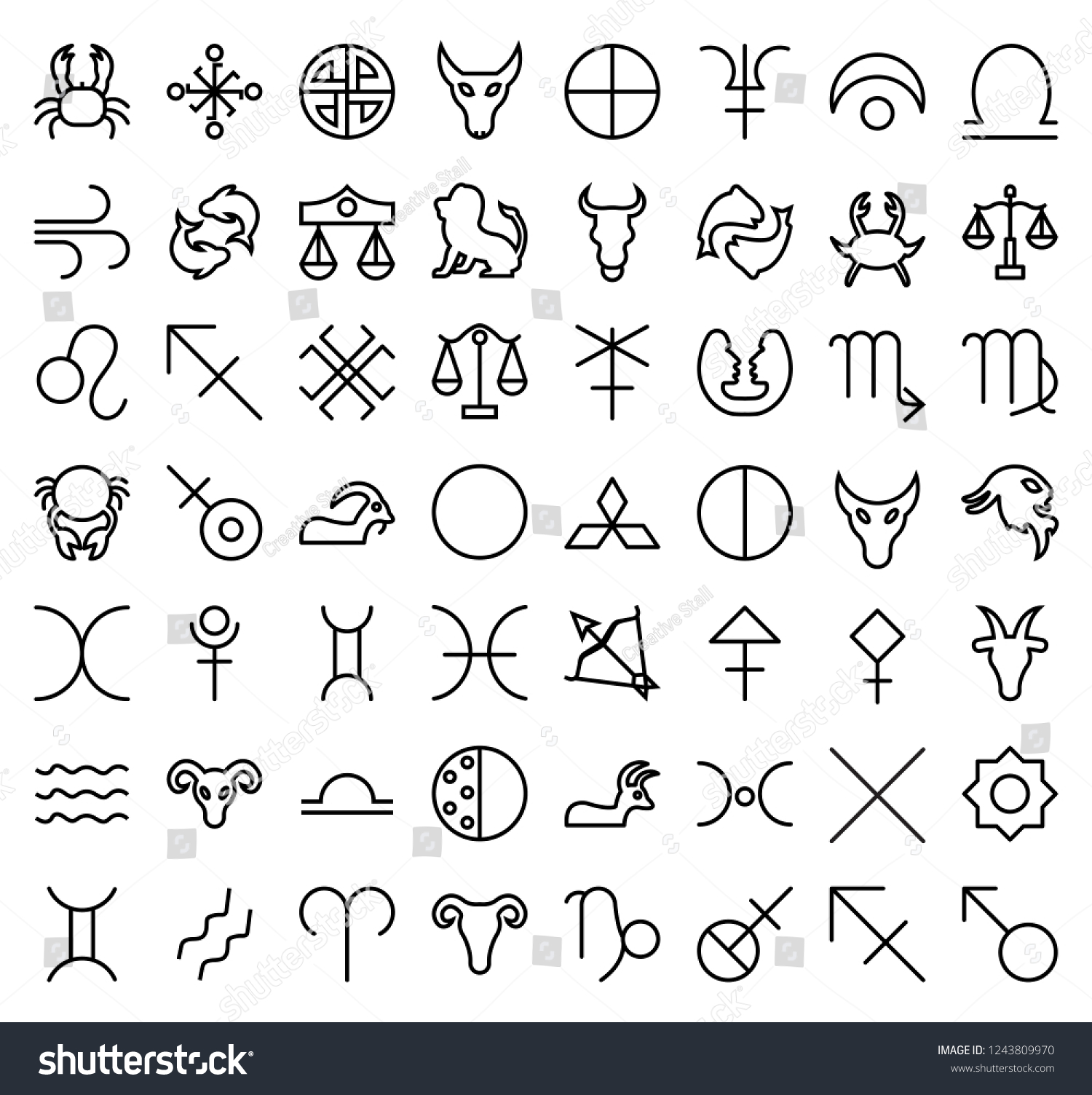 Astrology Symbols Mystic Signs Zodiac Horoscope Stock Vector (Royalty ...