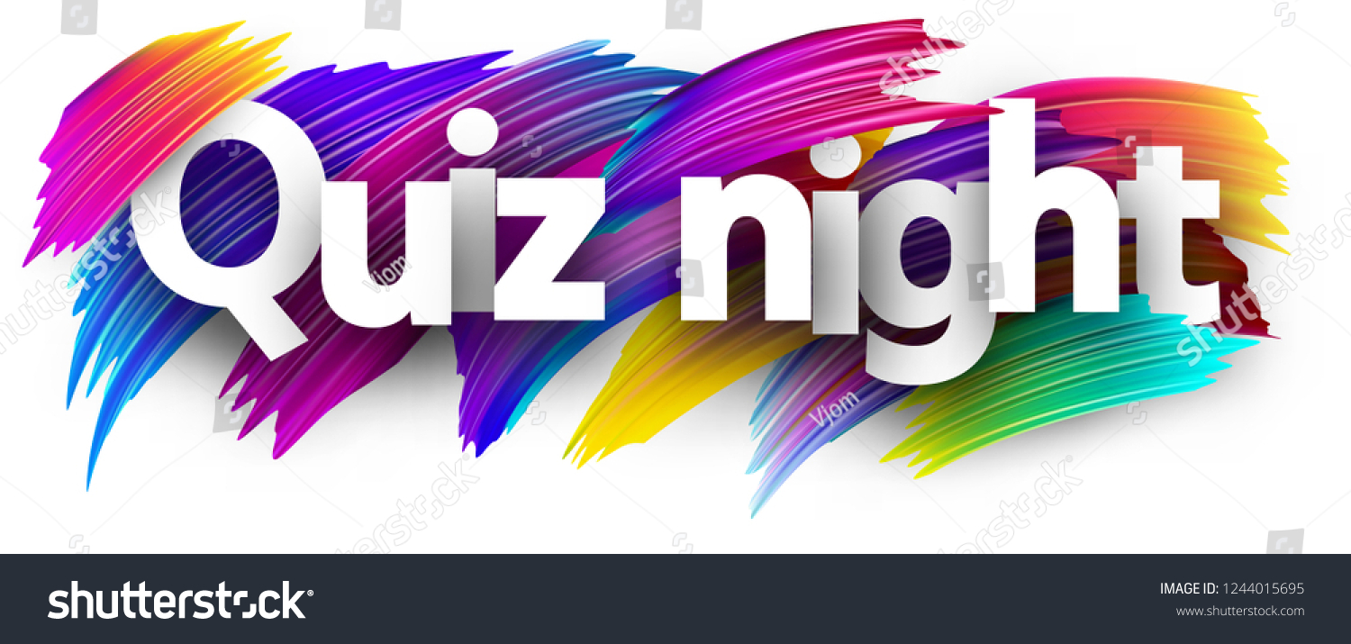 Quiz Night Poster Colorful Brush Design Stock Vector Royalty Free