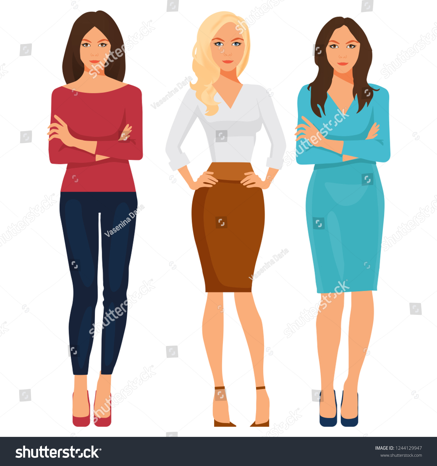 Young Attractive Women Smart Casual Clothes Stock Vector (Royalty Free ...