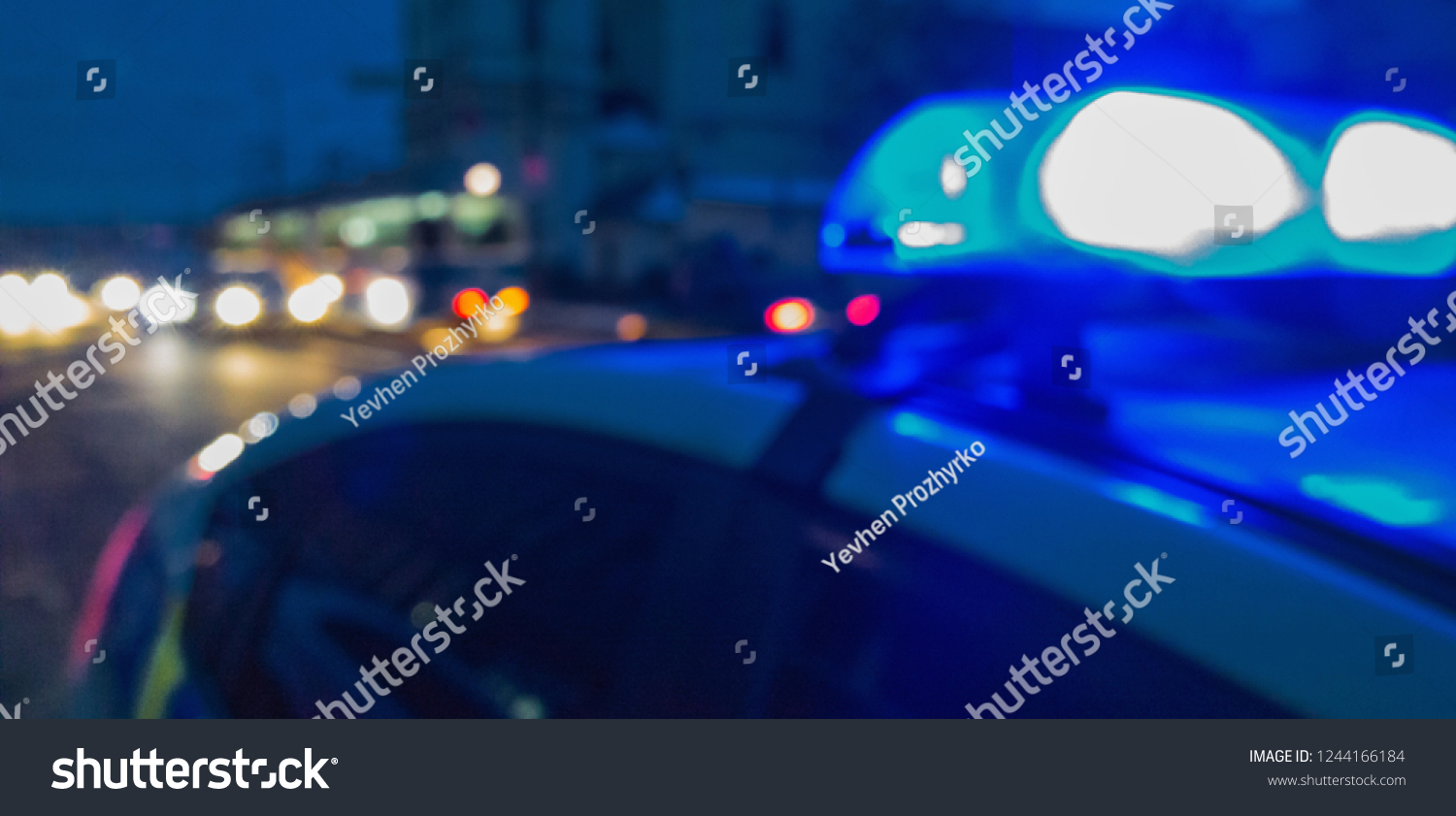 Unrecognizable Blurry Police Car Lights On Stock Photo 1244166184 ...