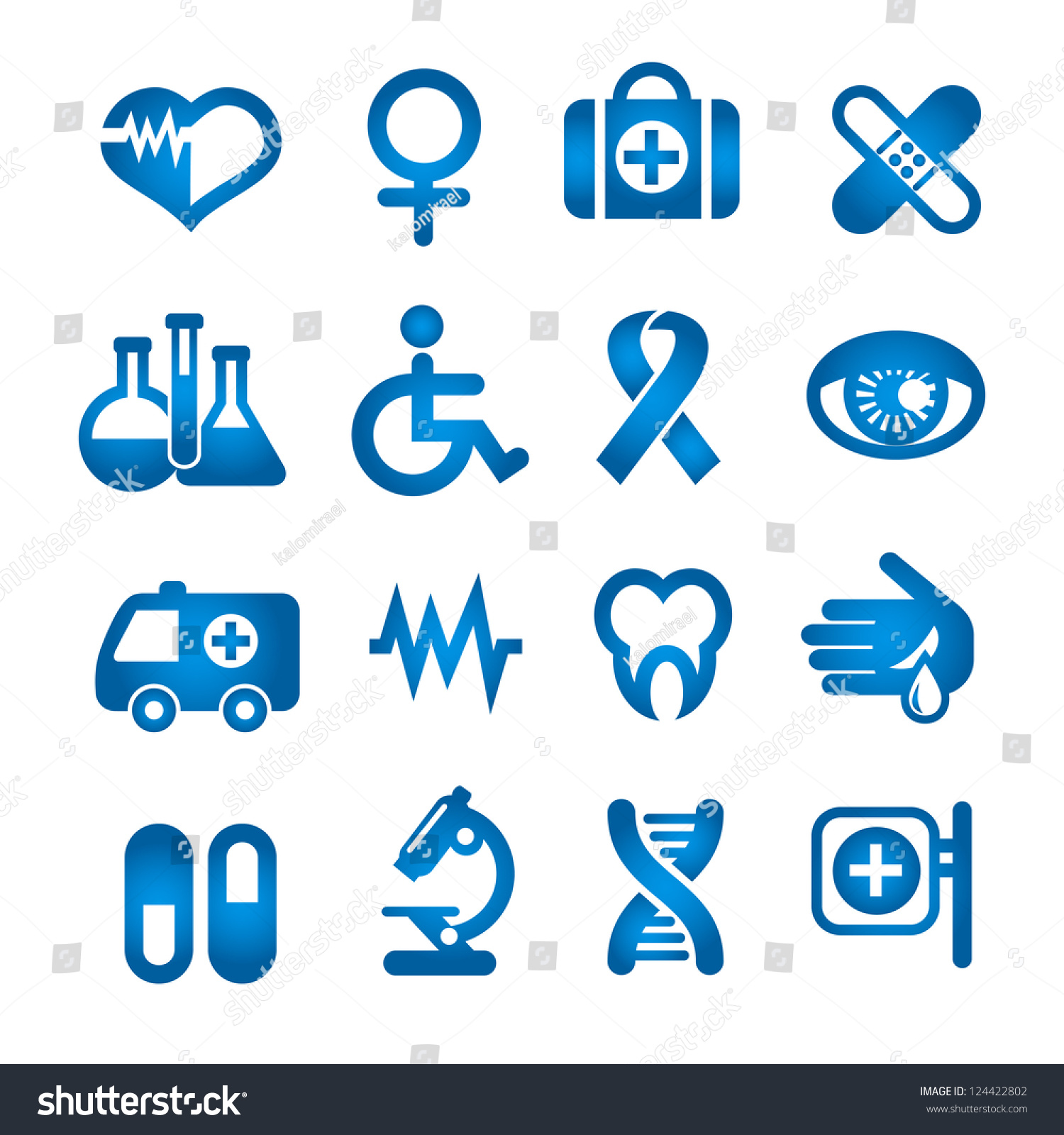 Medical Icons Set Blue Color Isolated Stock Illustration 124422802 ...