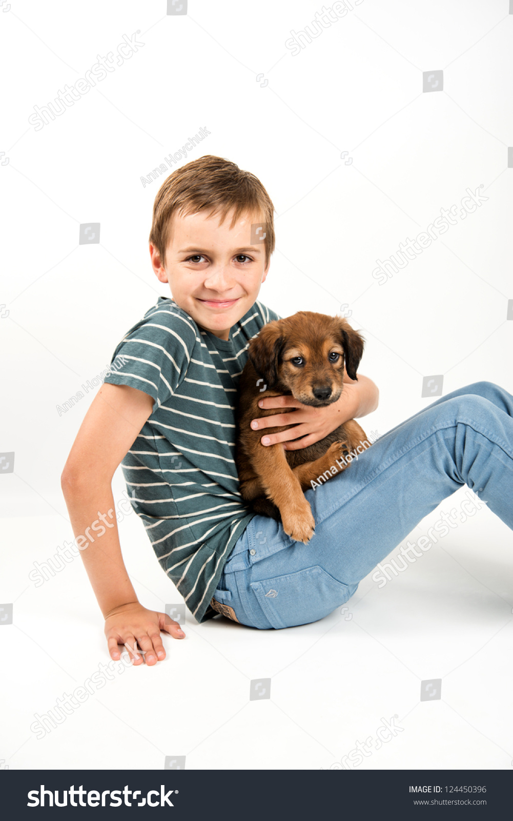 Young Boy Playing His Puppy Stock Photo 124450396 | Shutterstock