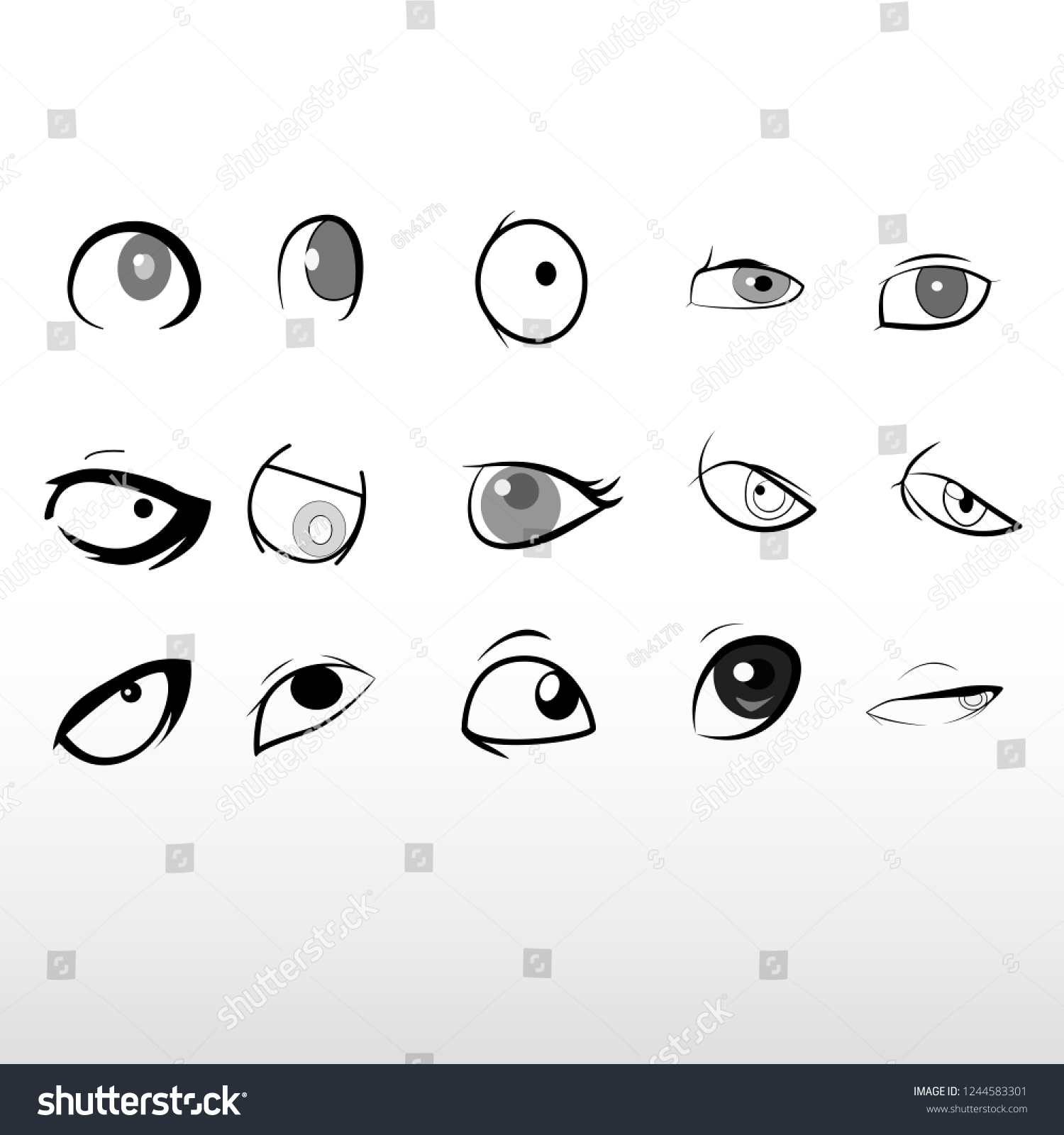 Set Anime Eyes Vector Illustration Stock Vector Royalty Free 1244583301 Shutterstock 1826