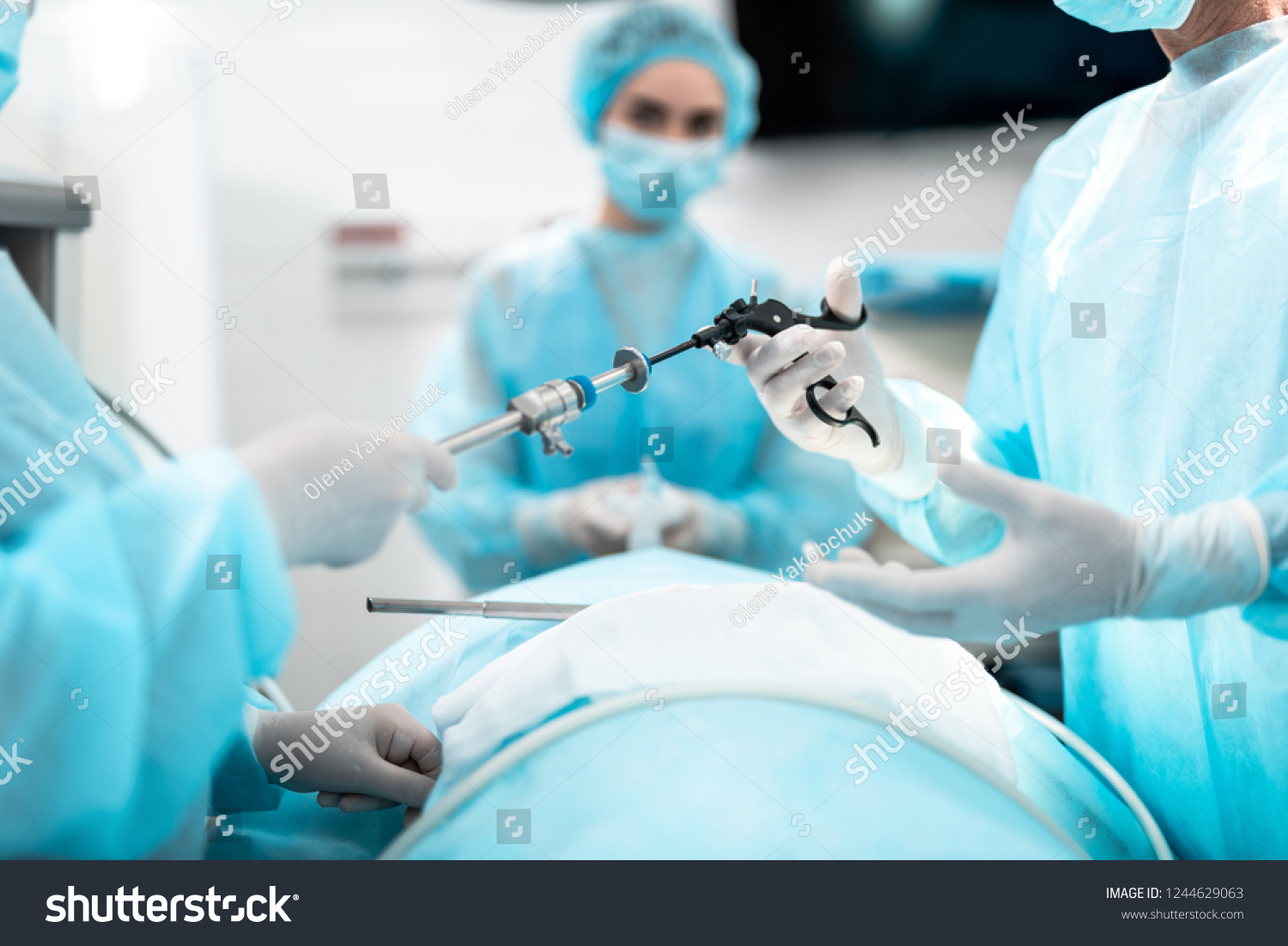 Close Male Female Hands Holding Laparoscopic Stock Photo 1244629063 ...