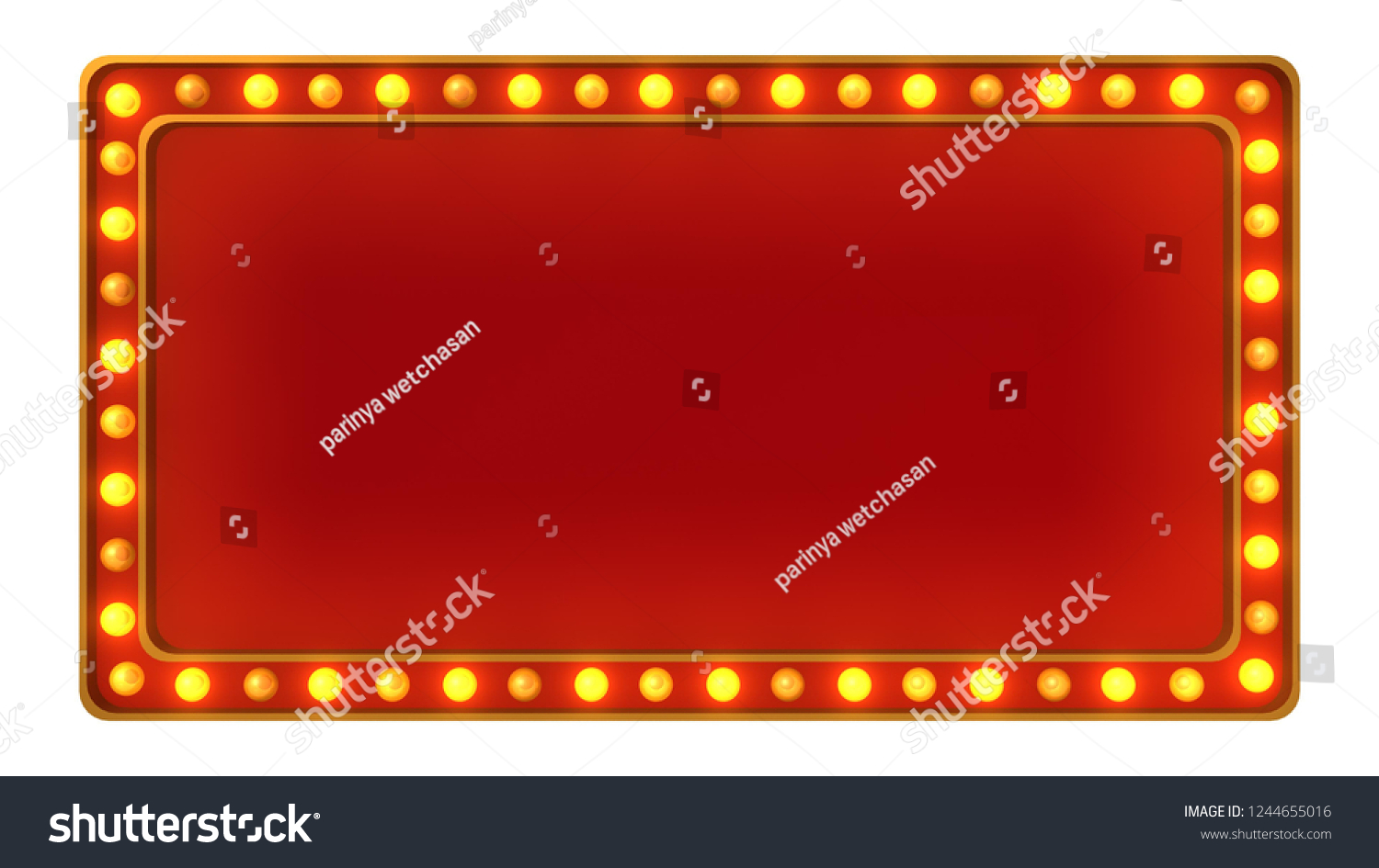 Red Marquee Gold Light Board Sign Stock Illustration 1244655016 ...