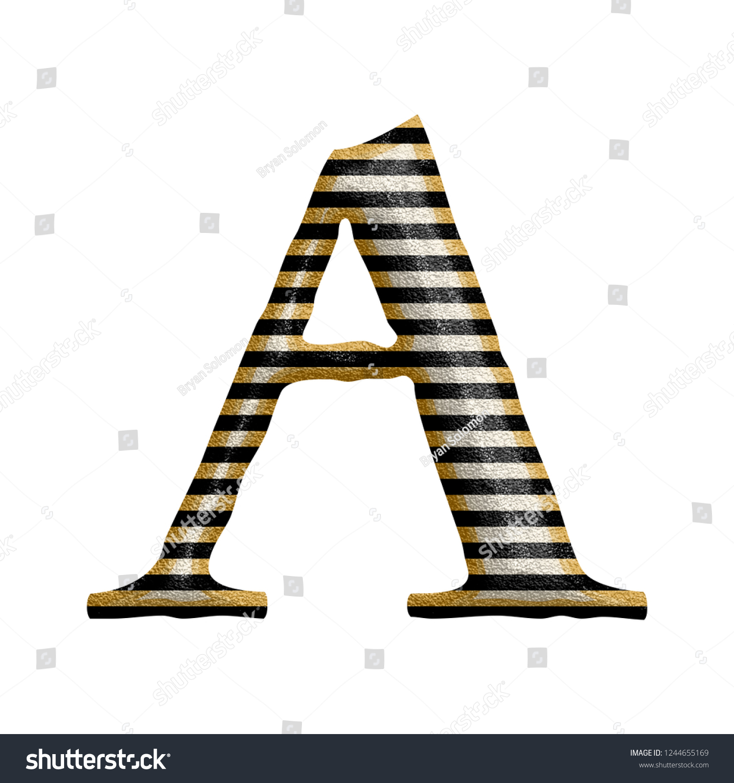 Vintage Aged Black White Striped Letter Stock Illustration 1244655169 ...