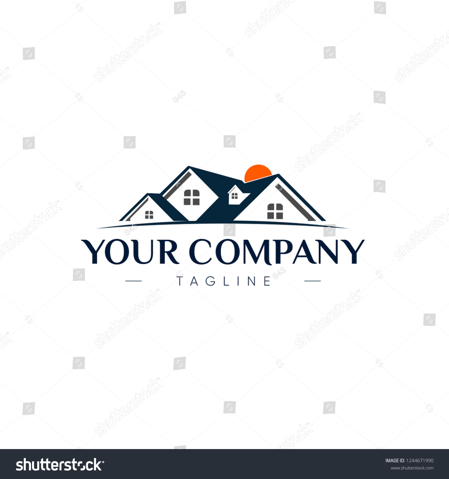 Big Blue House Sunrise Real Estate Stock Vector (Royalty Free ...