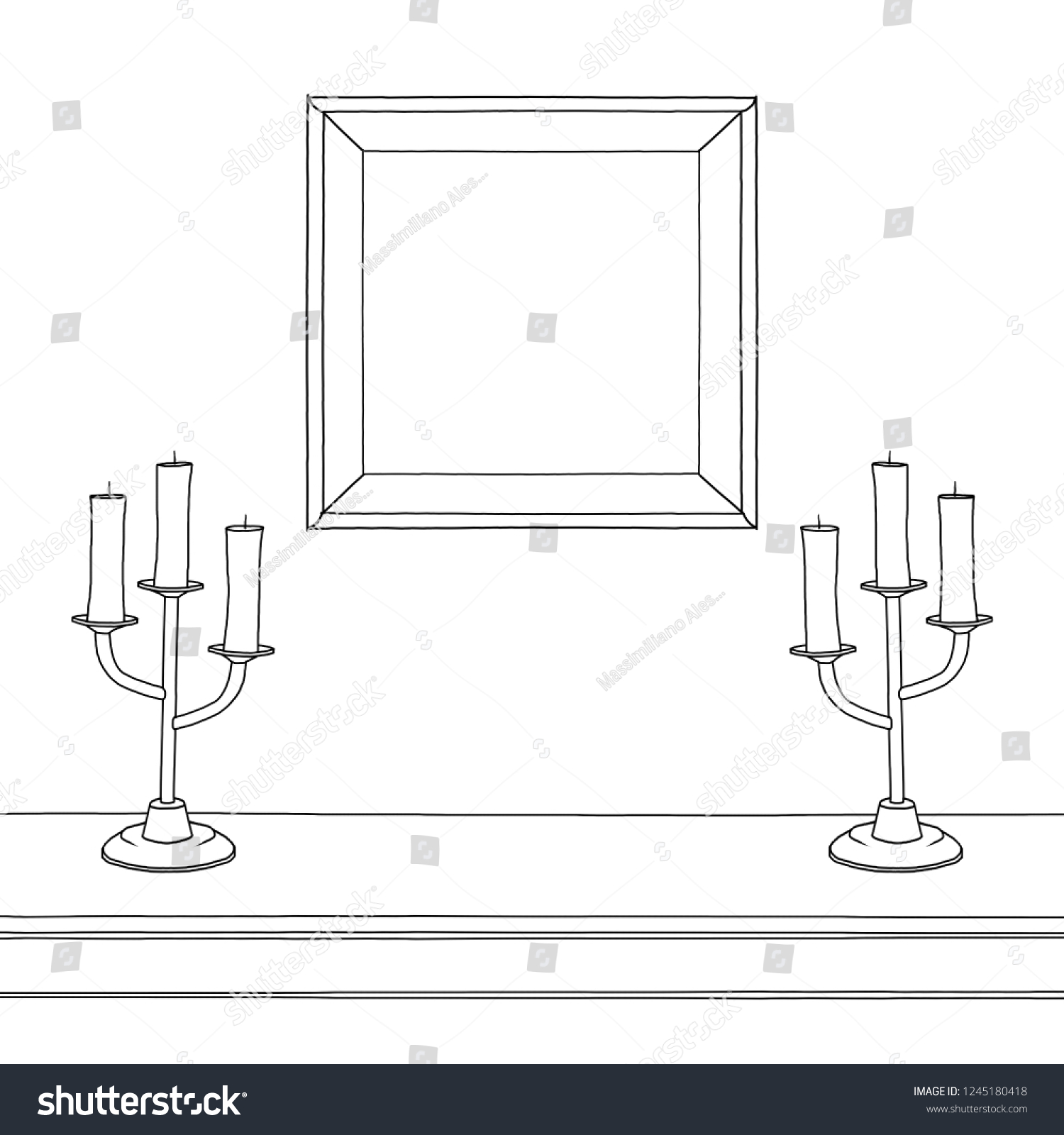 Sketch Illustration Pen Drawing Two Candlesticks Stock Illustration ...