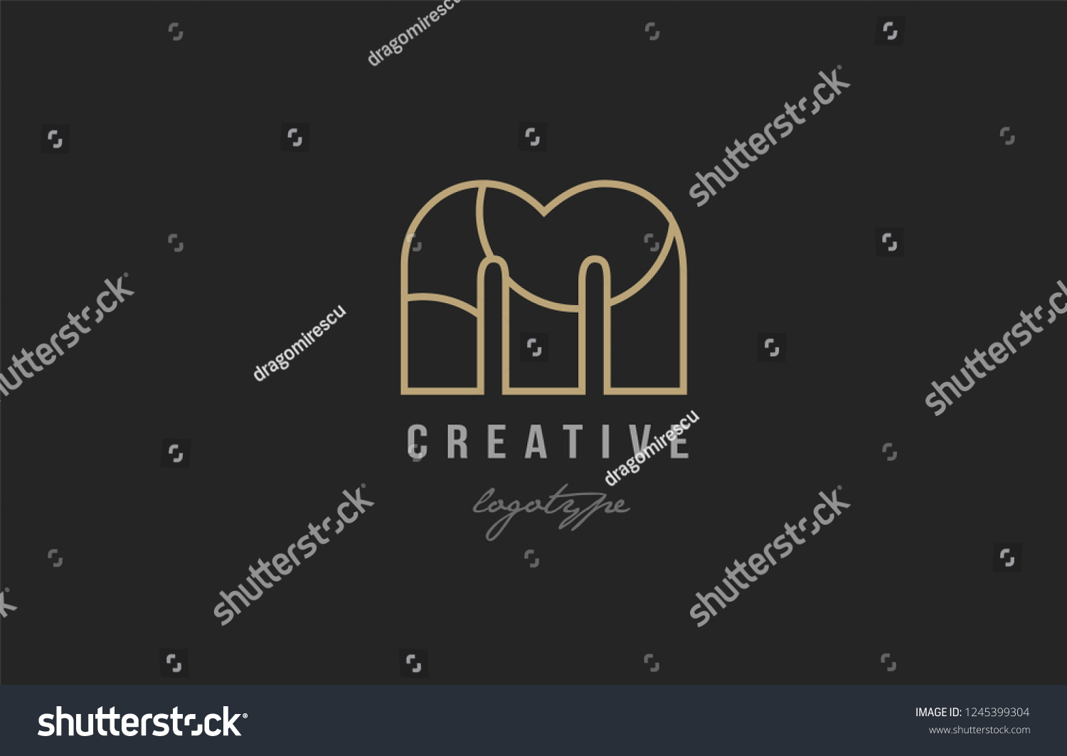 Black Yellow Gold Alphabet Letter M Stock Vector Royalty Free