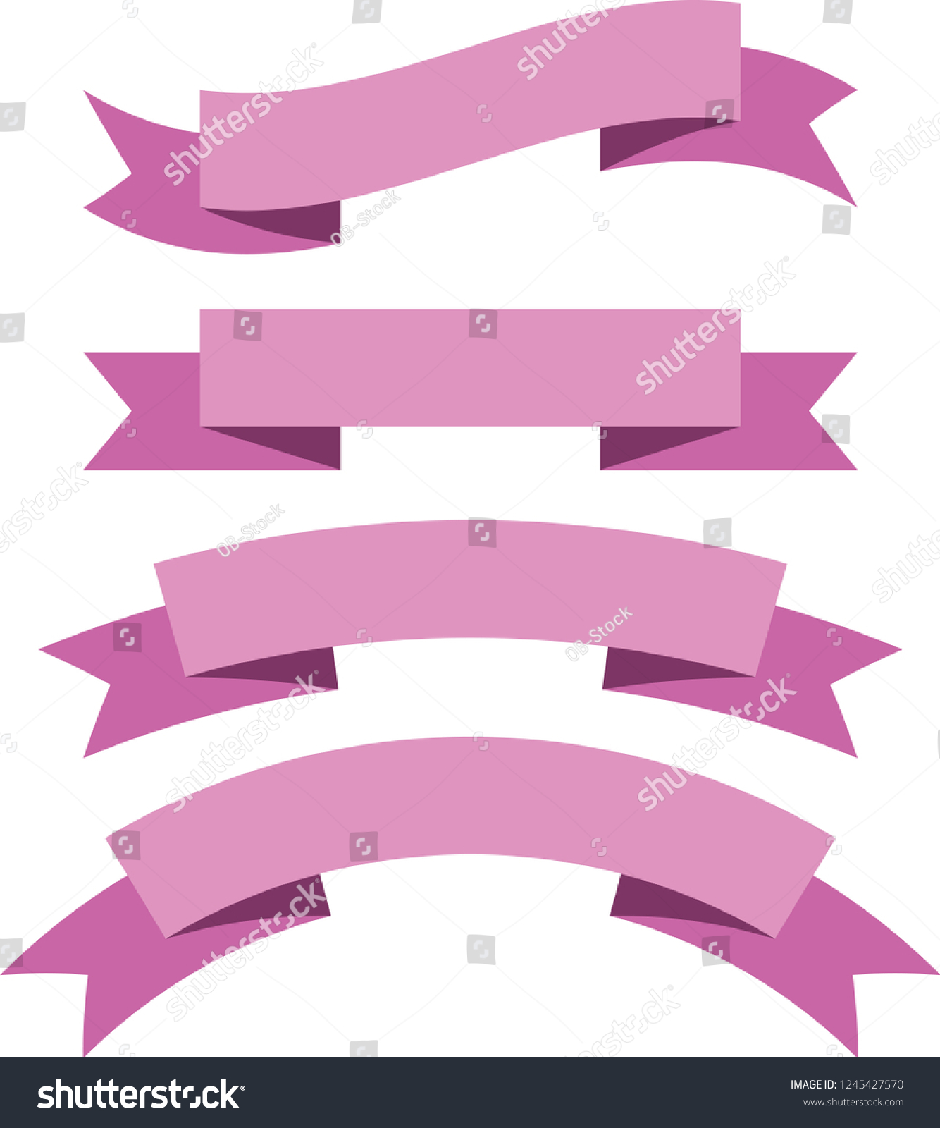 Ribbon Banner Set Pink Ribbons Vector Stock Vector (Royalty Free ...