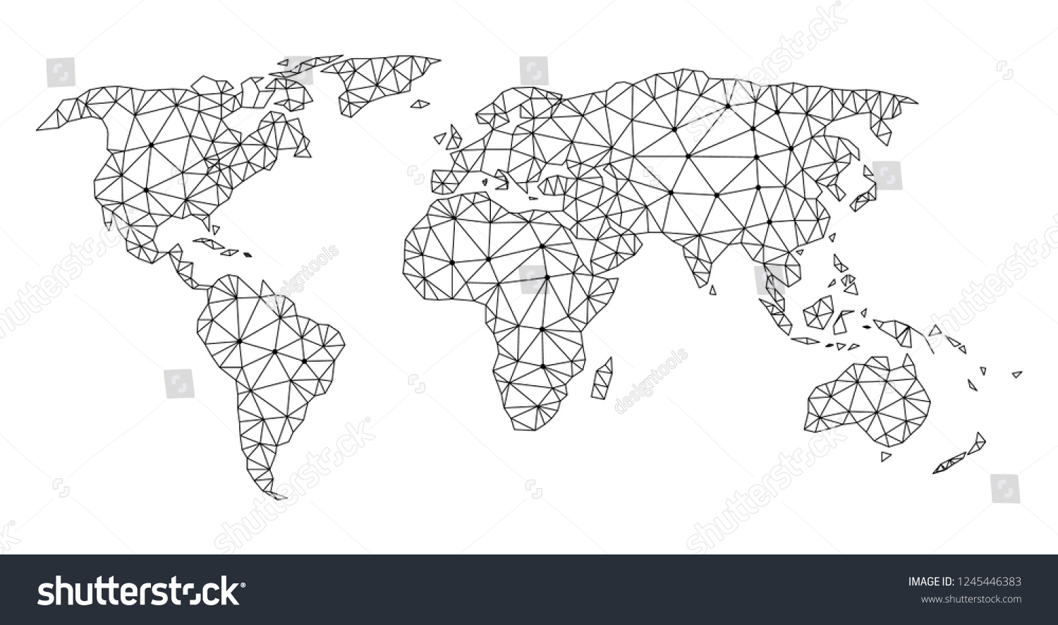 Polygonal Mesh Map World Black Color Stock Vector (Royalty Free ...