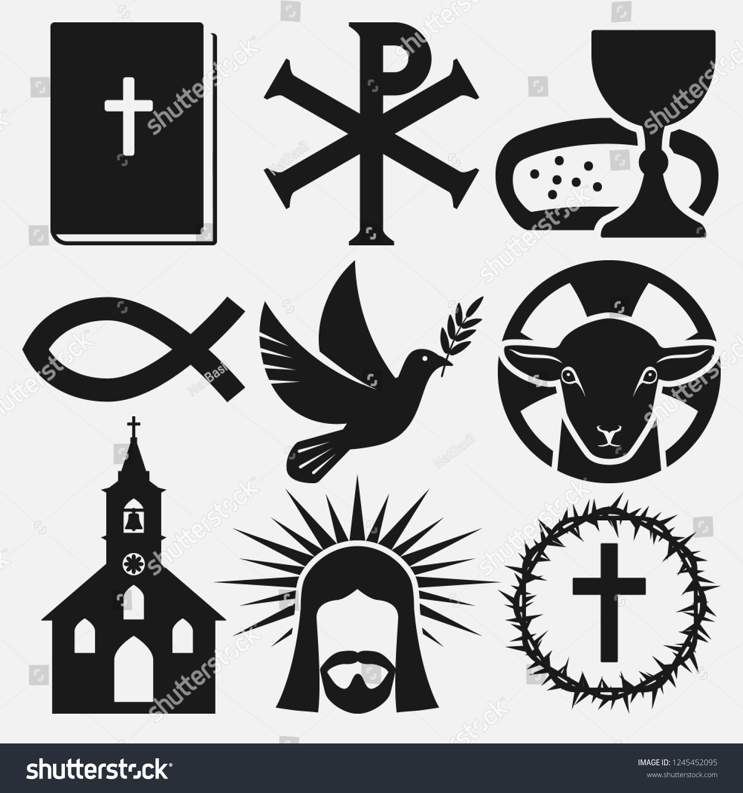 Christian Symbols Icons Set Stock Vector (Royalty Free) 1245452095 ...