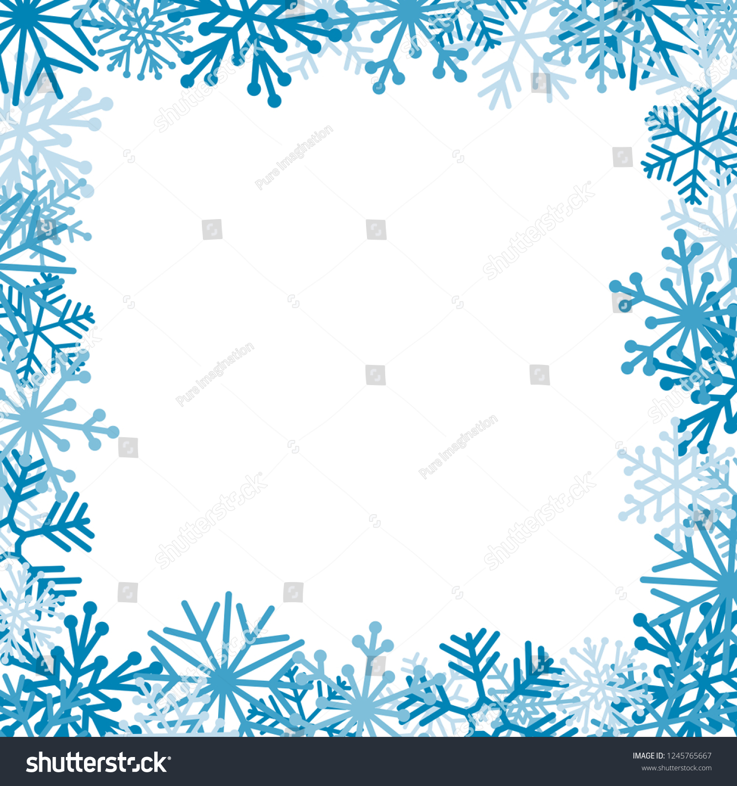 Square Frame Snowflakes On White Background Stock Vector (Royalty Free ...