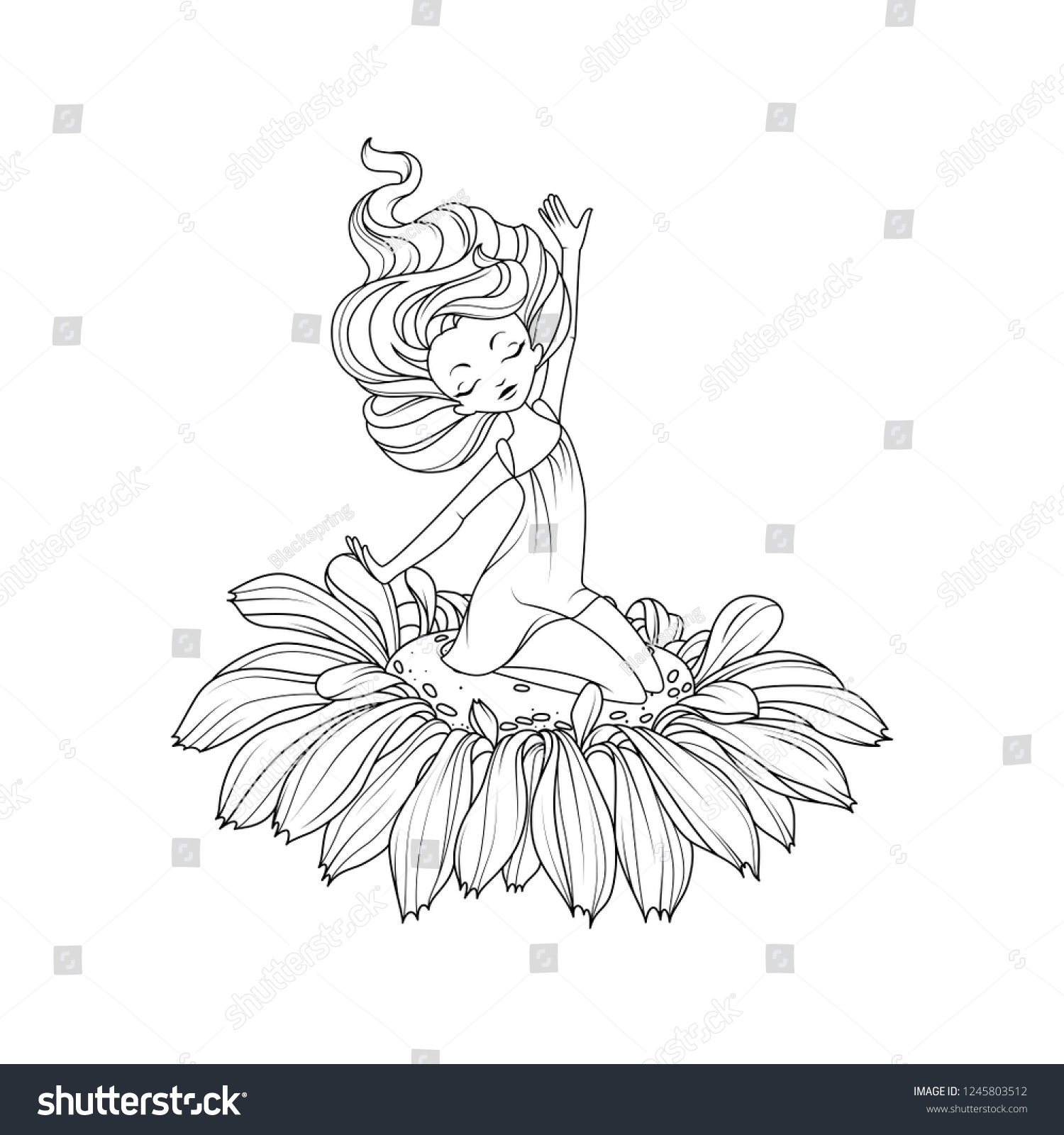 Девочка Дюймовочка раскраска в цветке