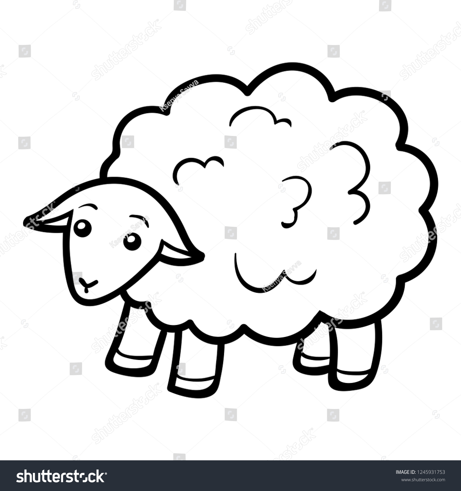 Coloring Book Children Sheep Stock Vector (Royalty Free) 1245931753 ...