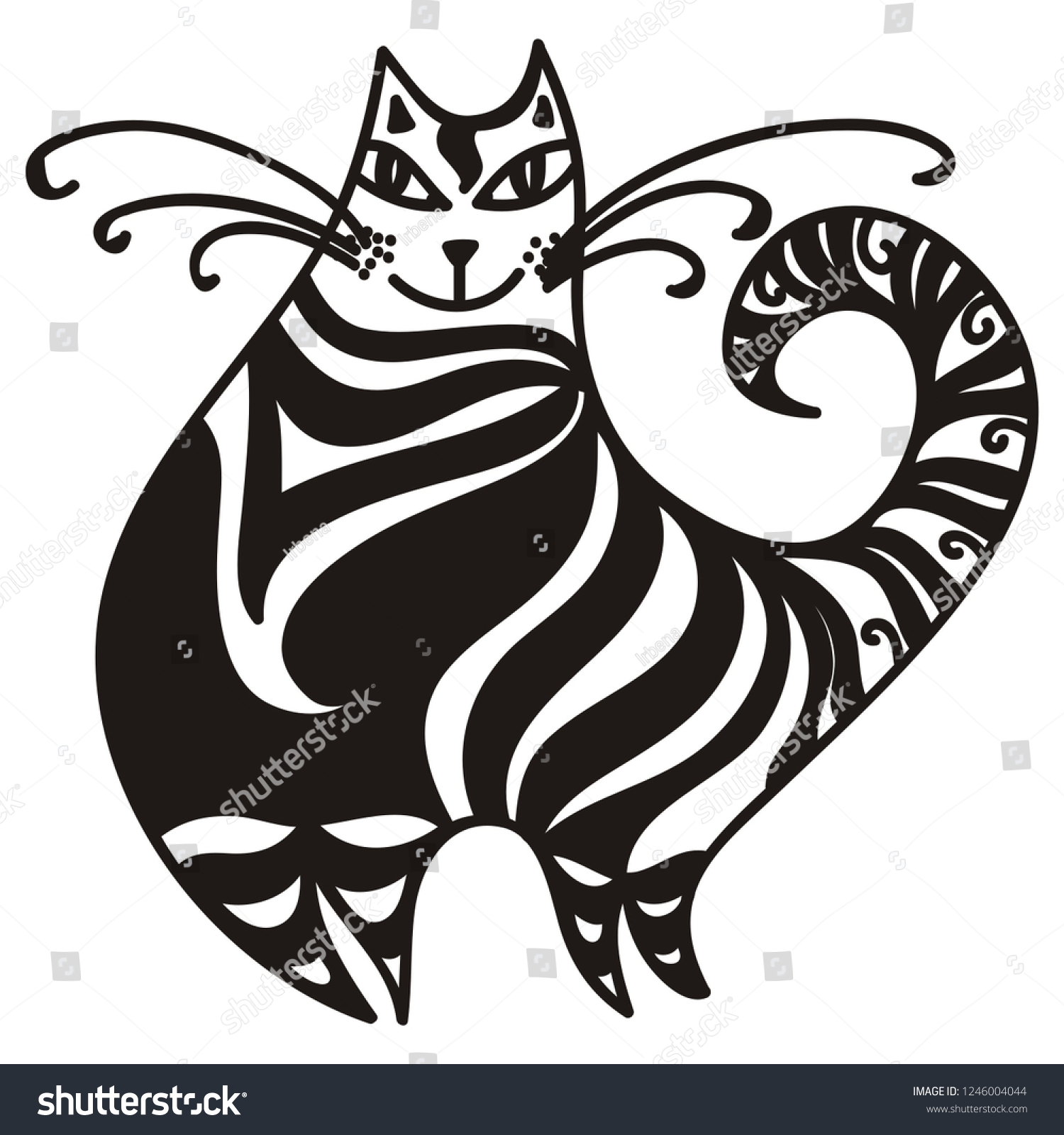 Cat Sketch Vector Illustration Stock Vector (Royalty Free) 1246004044 ...