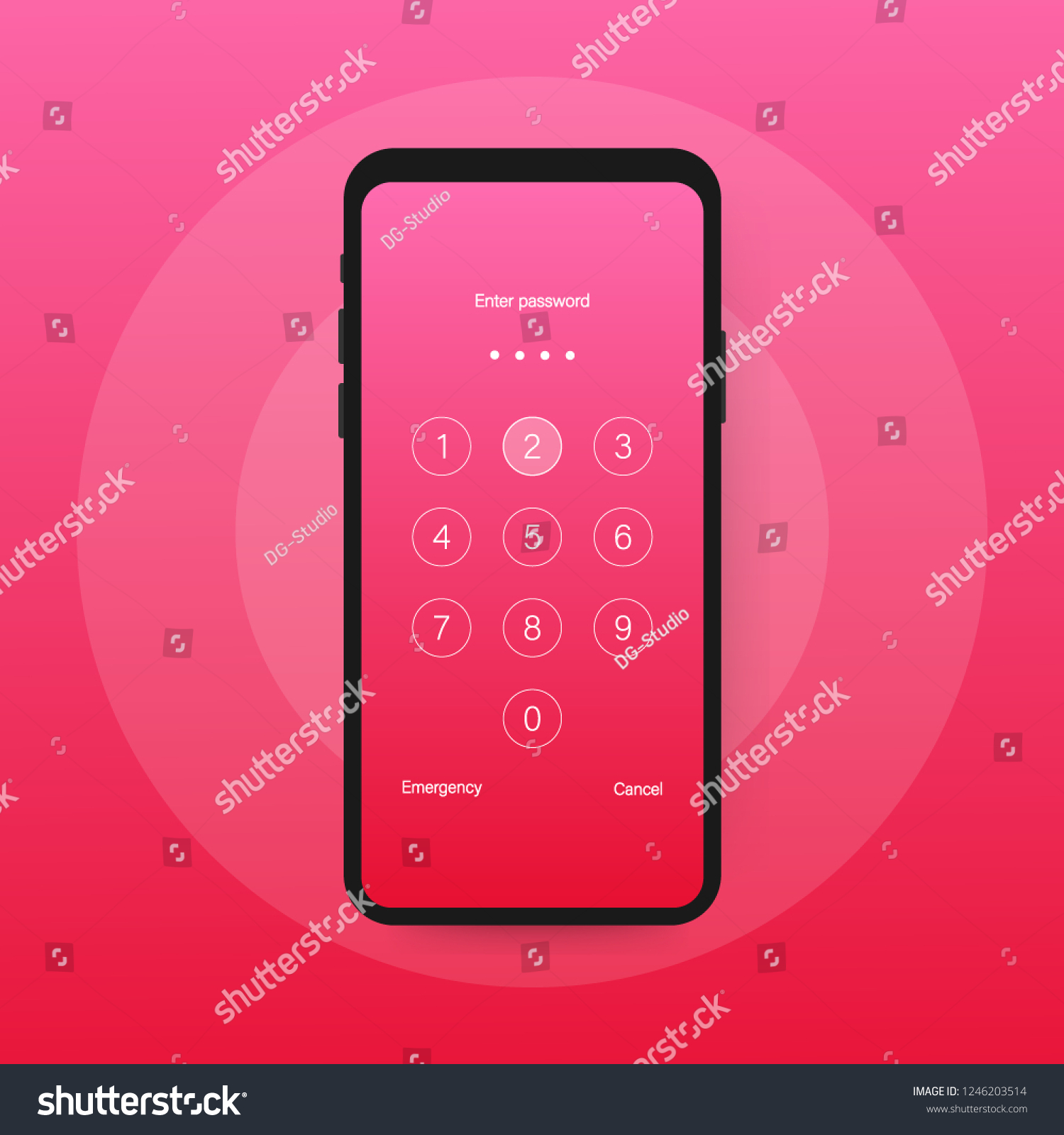 Screen Lock Authentication Password Smartphone Background Stock Vector