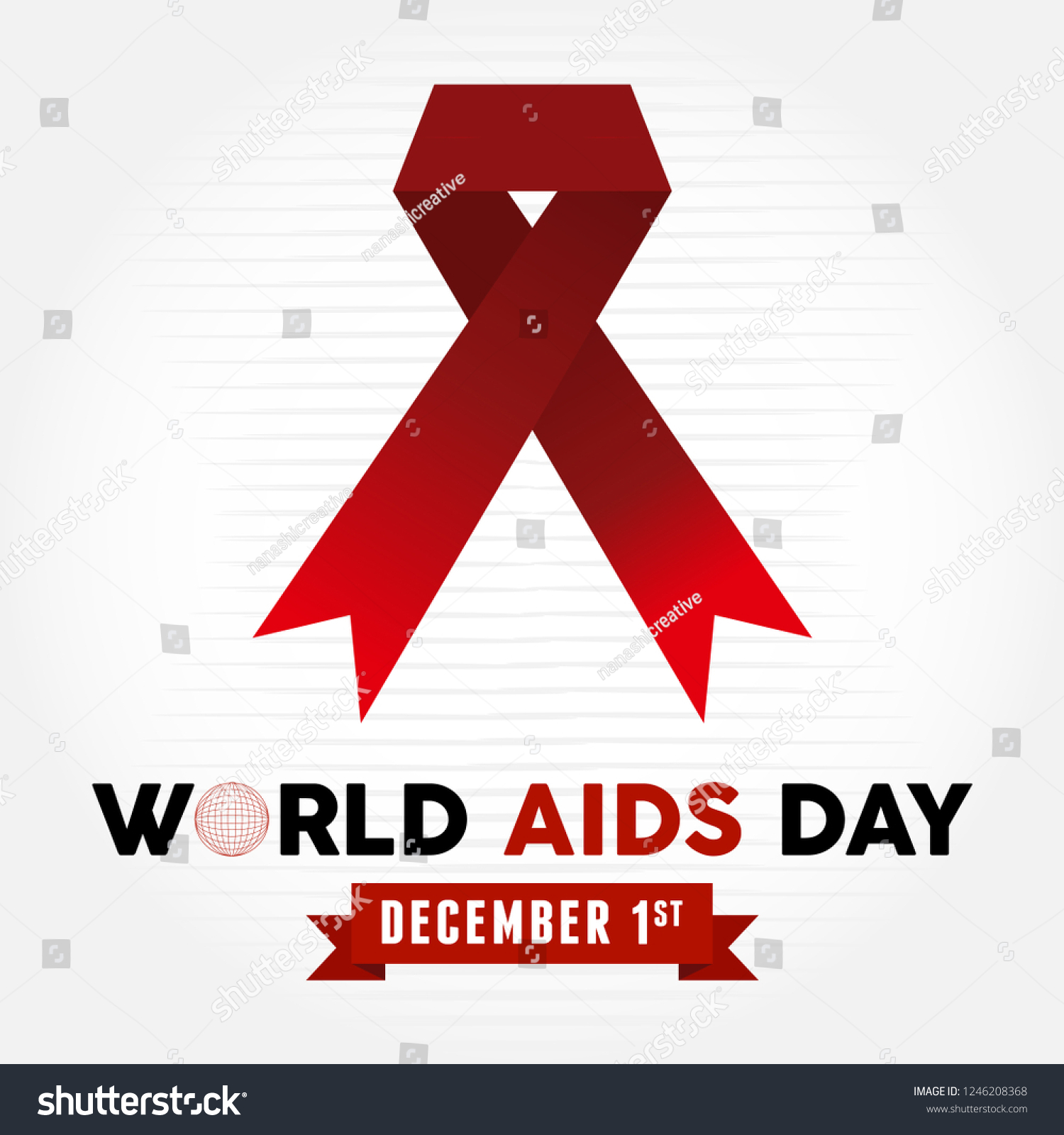 Red Ribbon World Aids Day Stock Vector (Royalty Free) 1246208368 ...