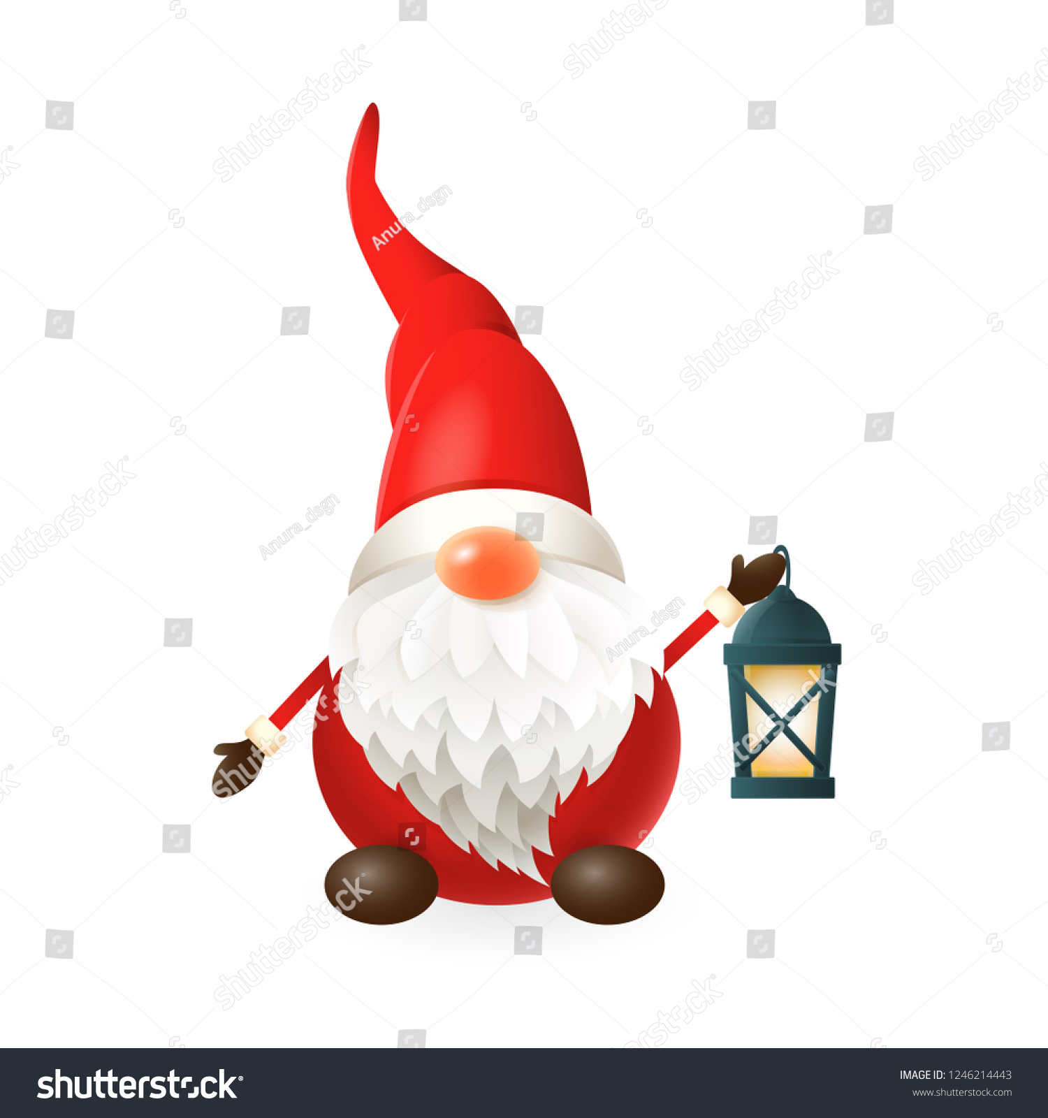 Gnome Lantern Isolated On White Background Stock Vector (Royalty Free ...