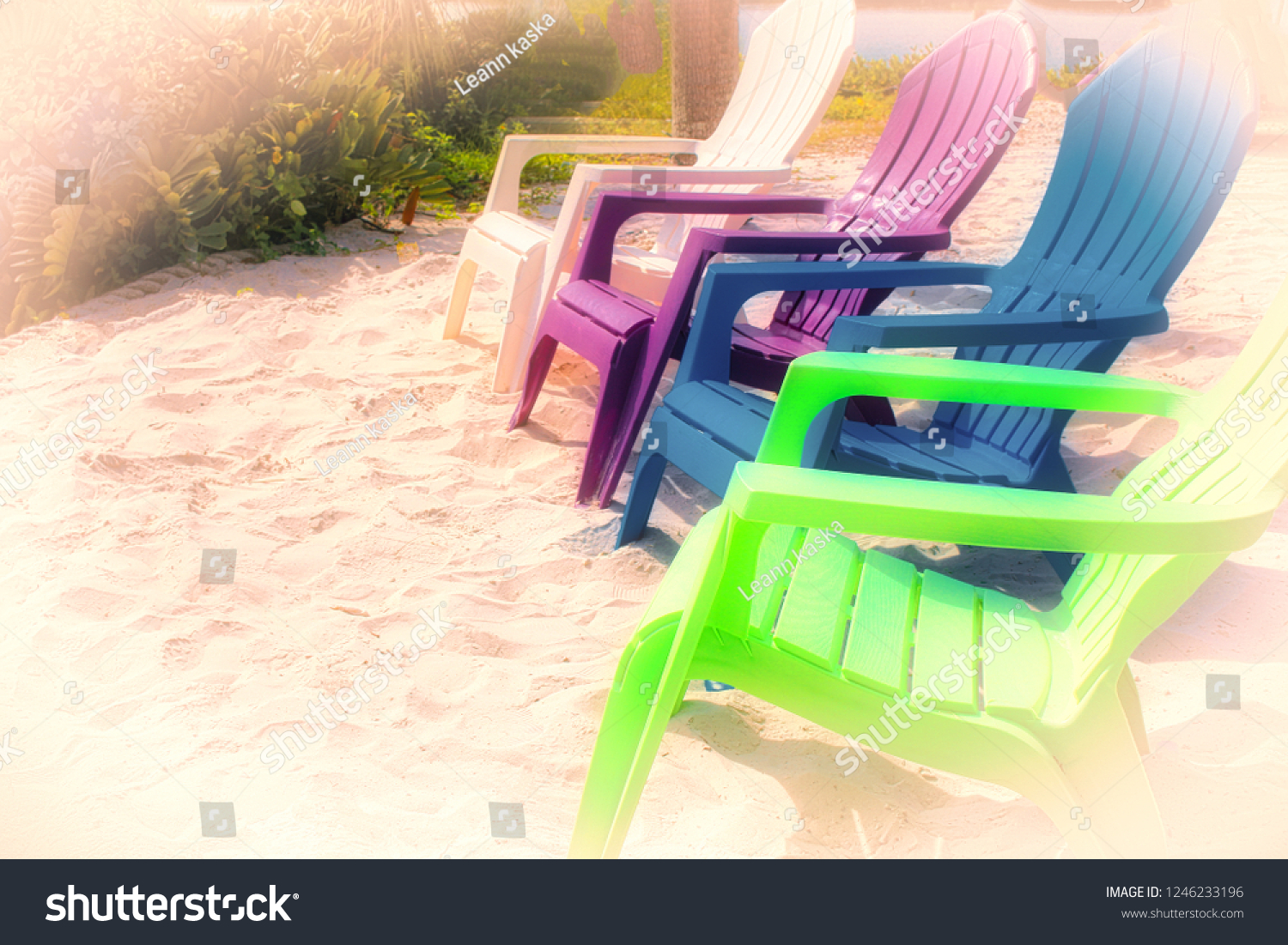 bright colored plastic lawn chairs