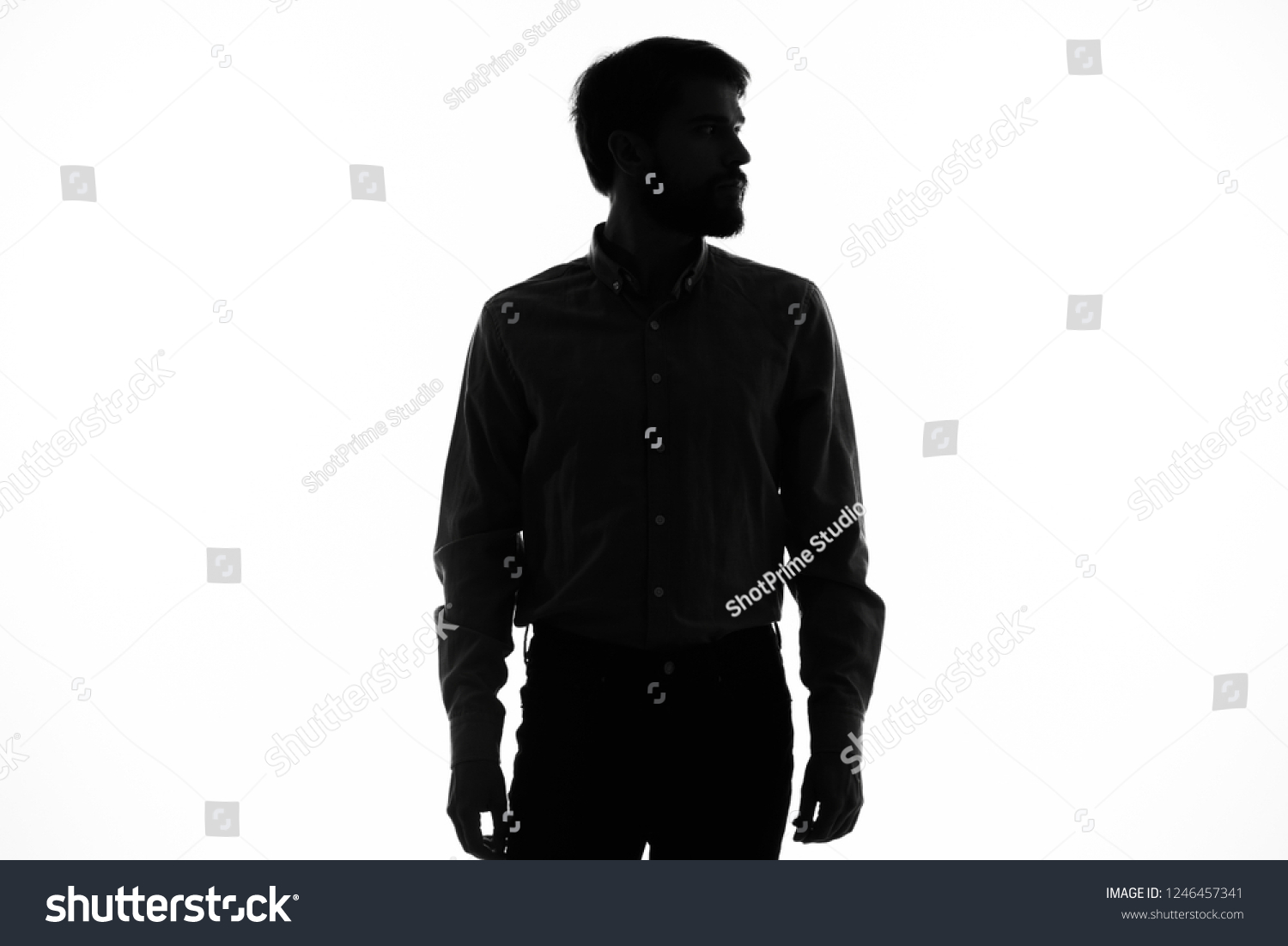 Black Silhouette Man On Light Background Stock Photo 1246457341 ...