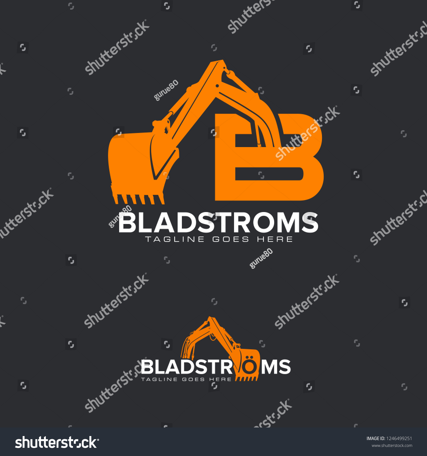 Concept Letter B Excavator Construction Machinery Stock Vector (Royalty ...