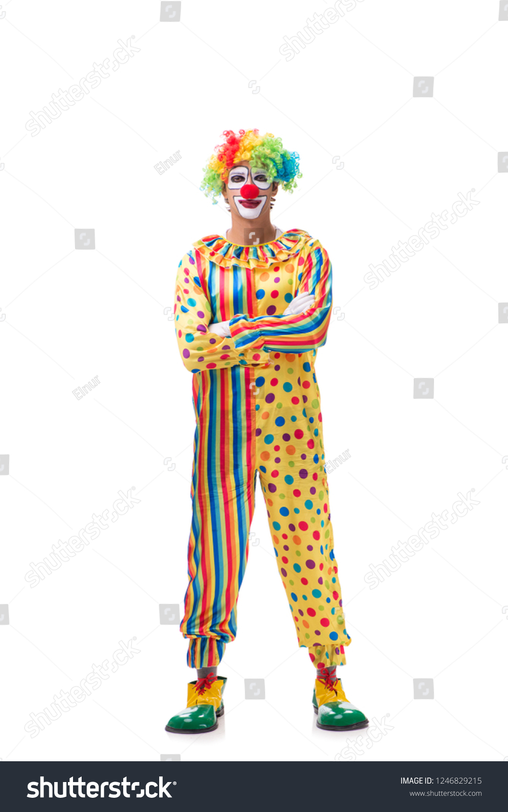 Funny Clown Isolated On White Background Stock Photo 1246829215 