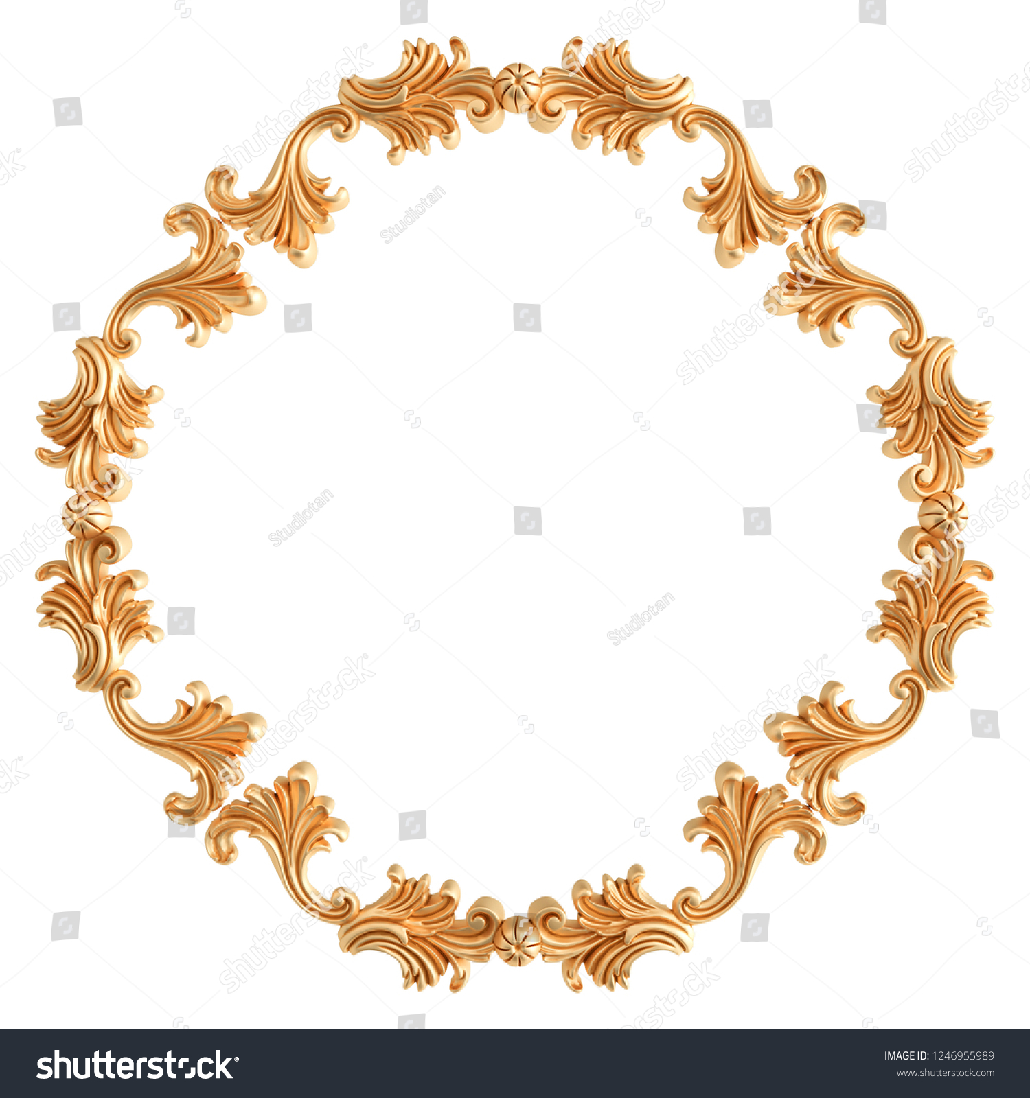 Gold Ornament On White Background Isolated Stock Illustration ...