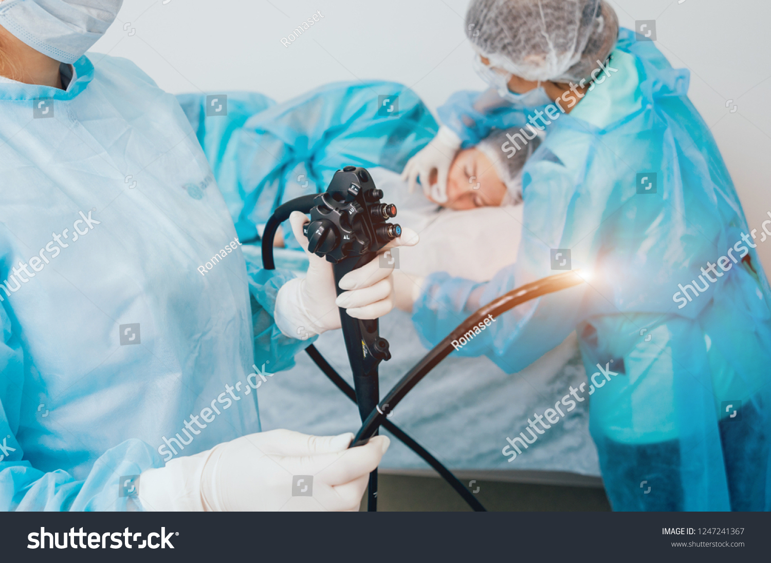 Endoscopy Hospital Doctor Holding Endoscope Before Stock Photo ...