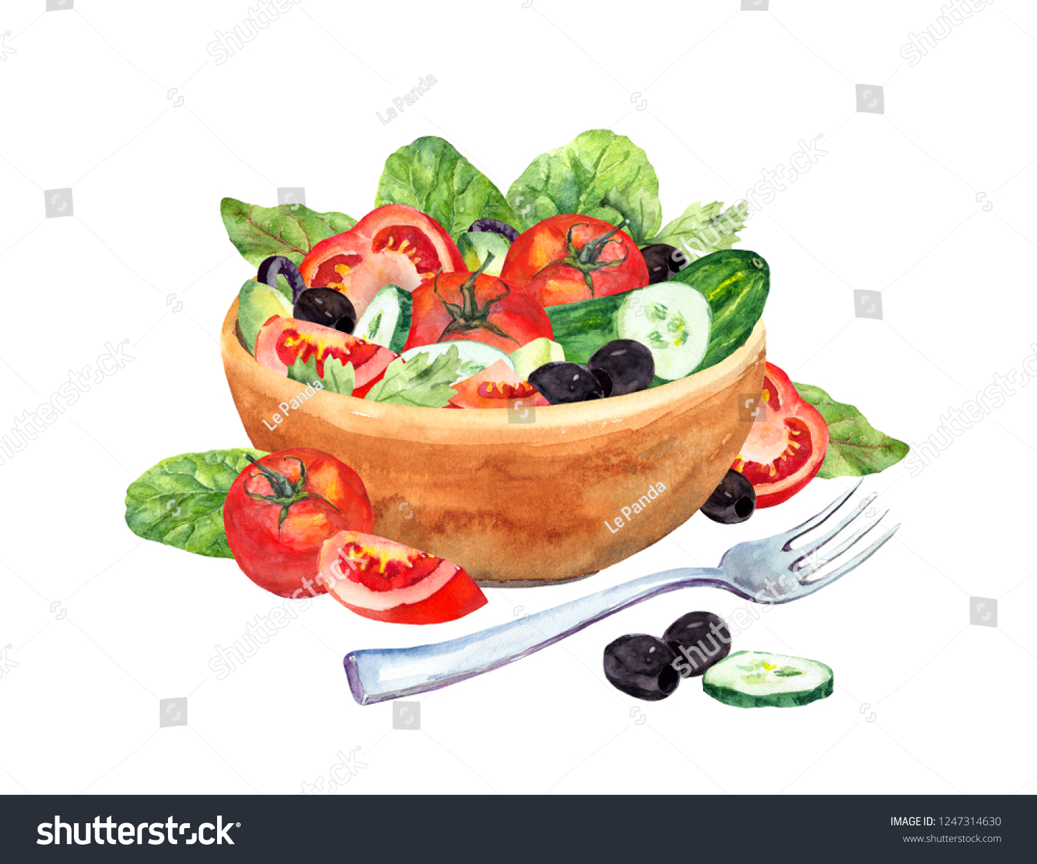 Овощной салат акварель