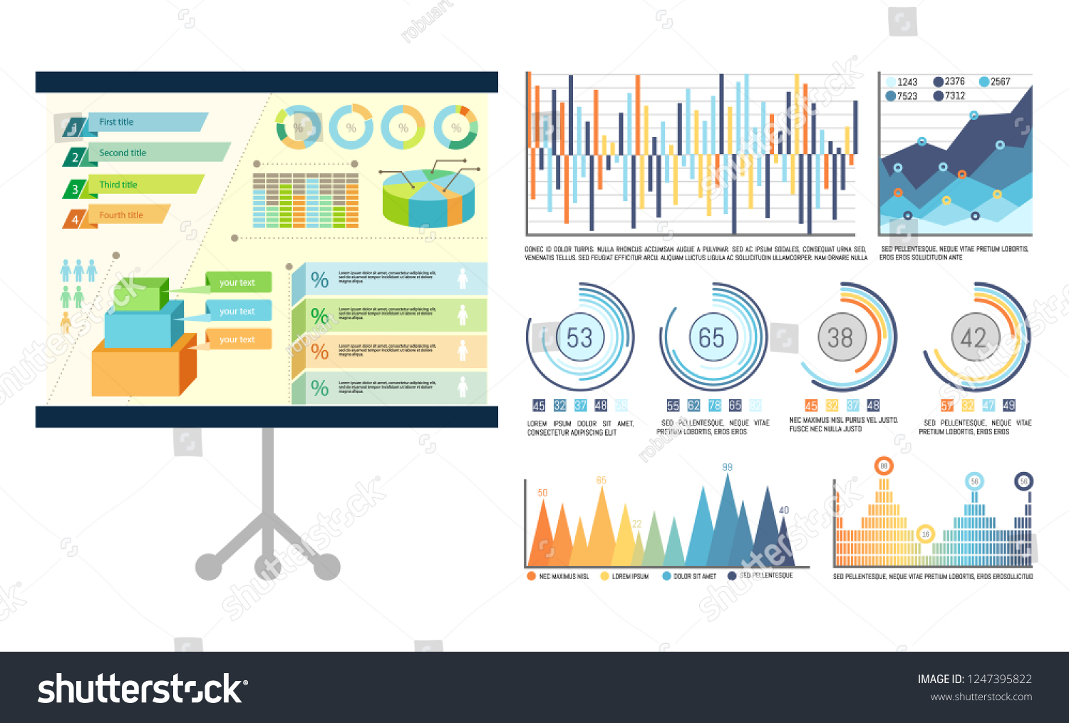 Infographics On Presentation Board Whiteboard Used Stock Vector 