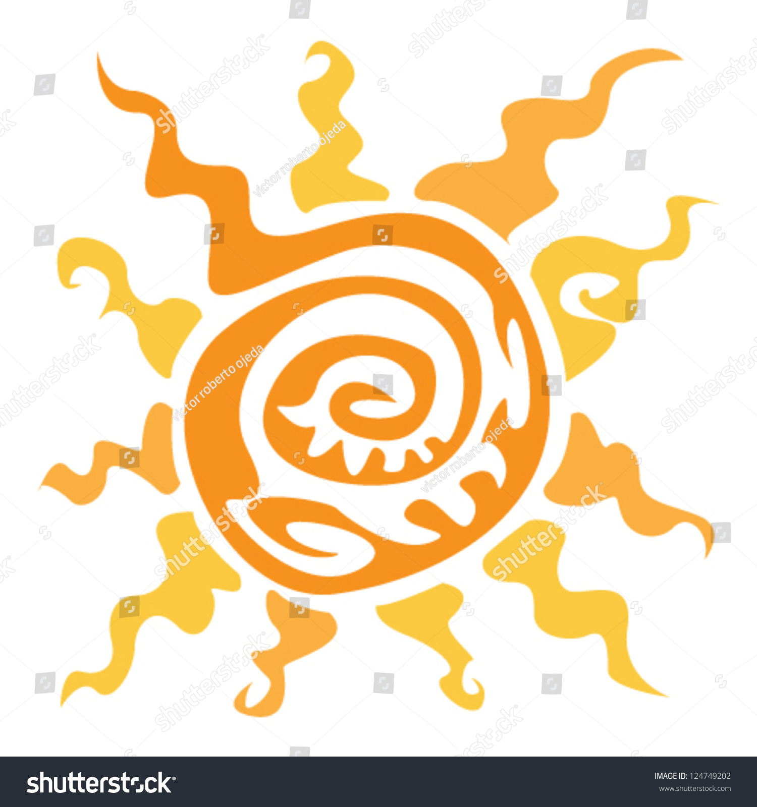 Tribal Sun Stock Vector Royalty Free 124749202 Shutterstock   Stock Vector Tribal Sun 124749202 