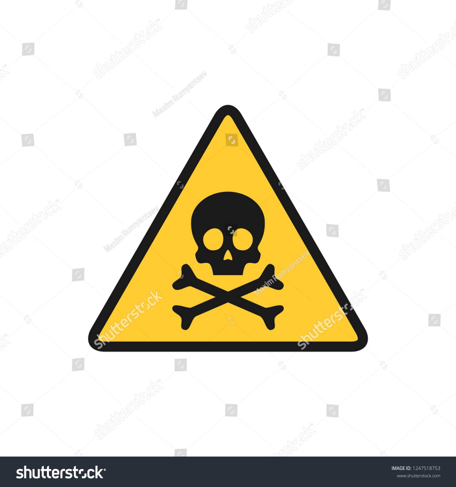 Skull Crossbones Icon Poison Warning Sign Stock Vector (Royalty Free ...