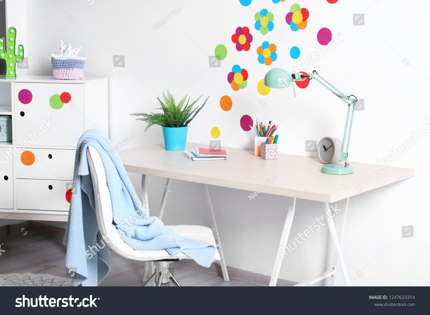 Modern Child Room Interior Study Station Stock Photo 1247633314 ...