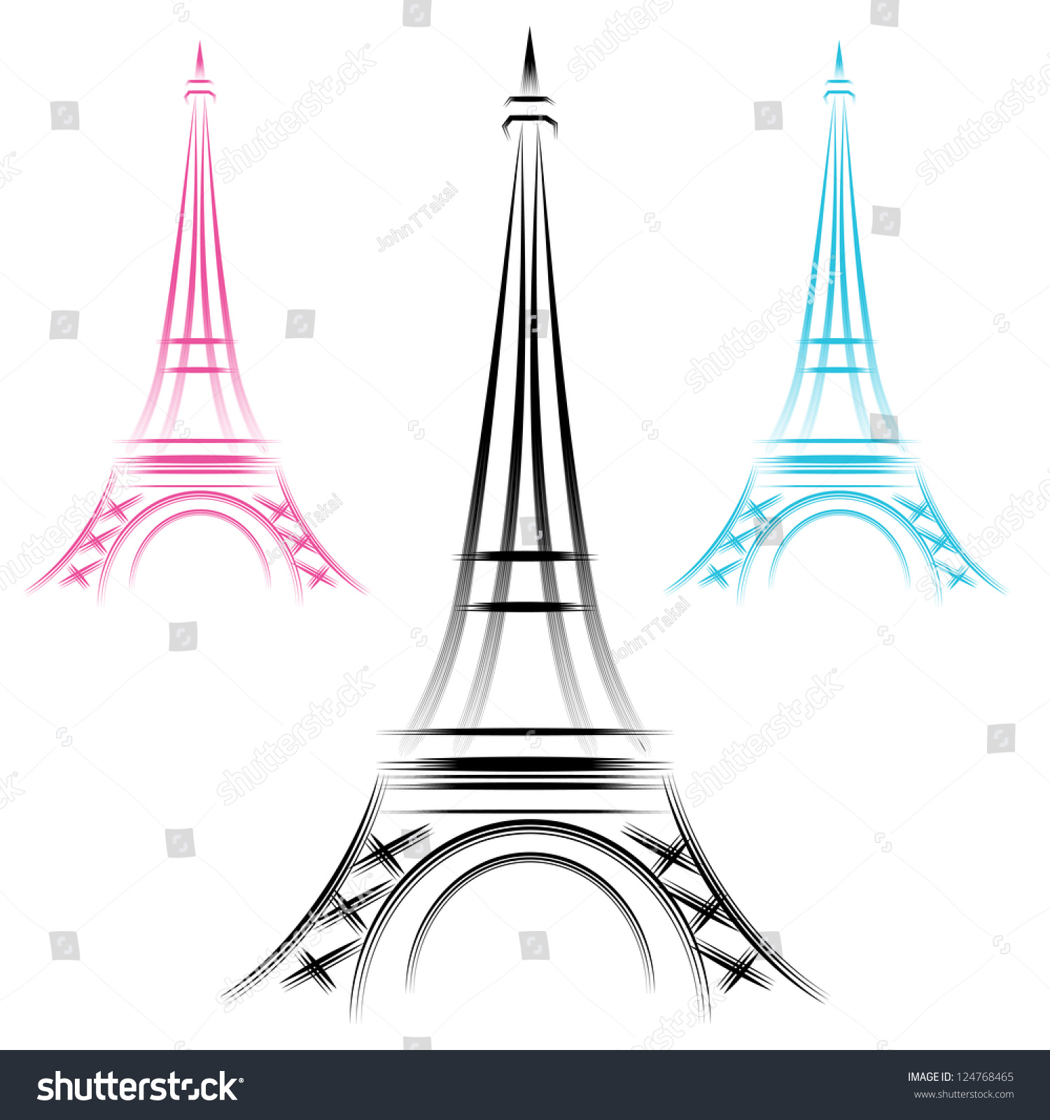 Image Abstract Eiffel Tower Stock Vector (Royalty Free) 124768465 ...