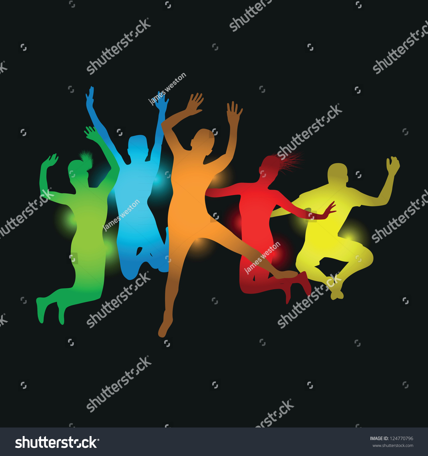 Colourful People Jumping Stock Vector (Royalty Free) 124770796 ...