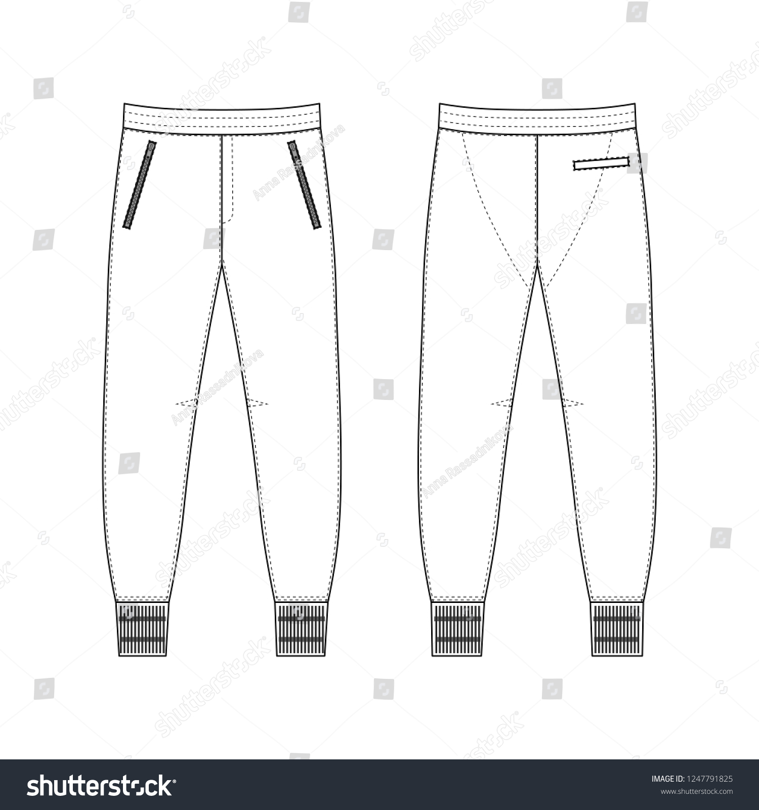 Sweatpants Man Template Front Back Views Stock Vector (Royalty Free ...