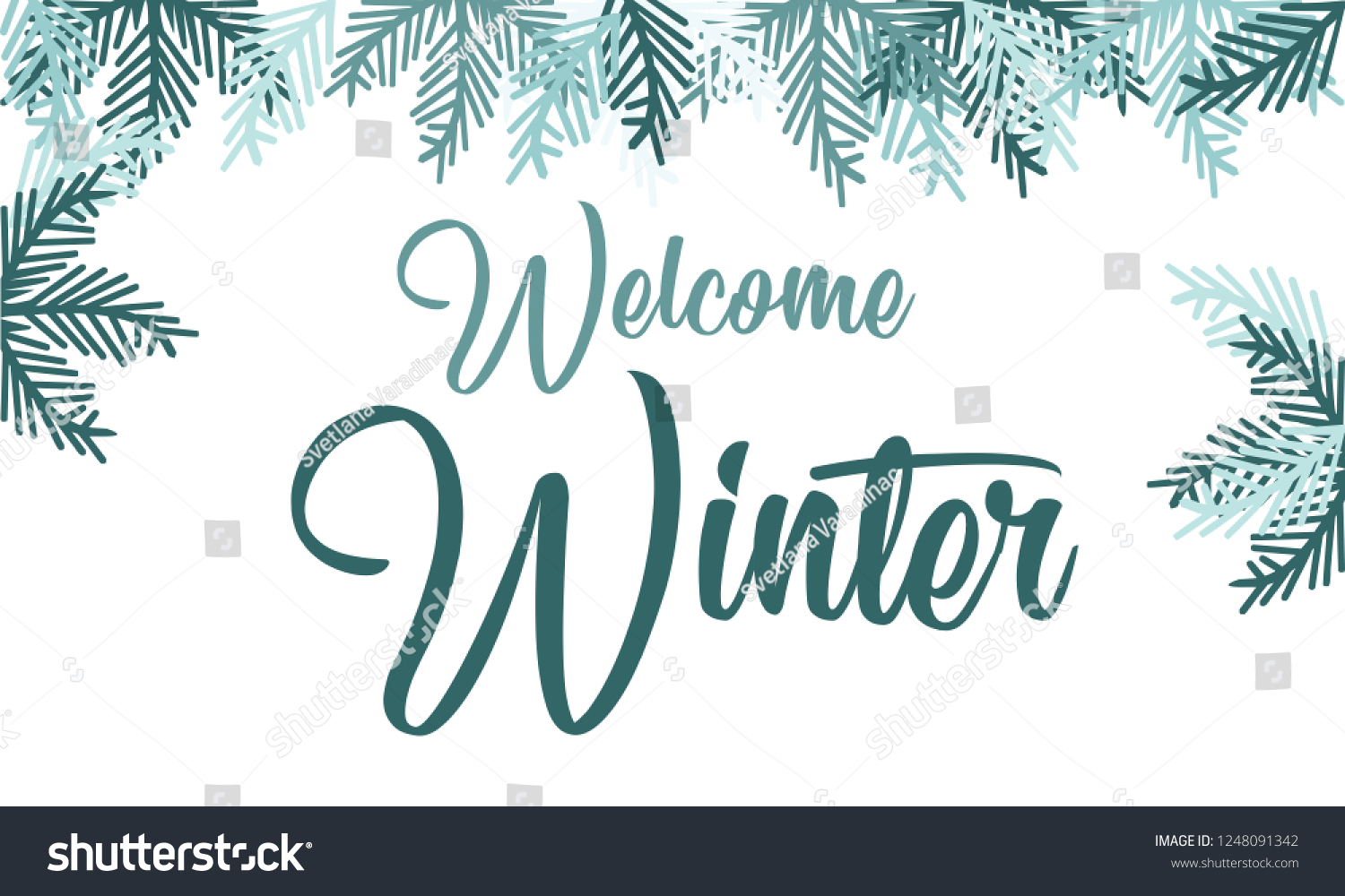 Welcome Winter Lettering Inscription Winter Background Stock Vector ...