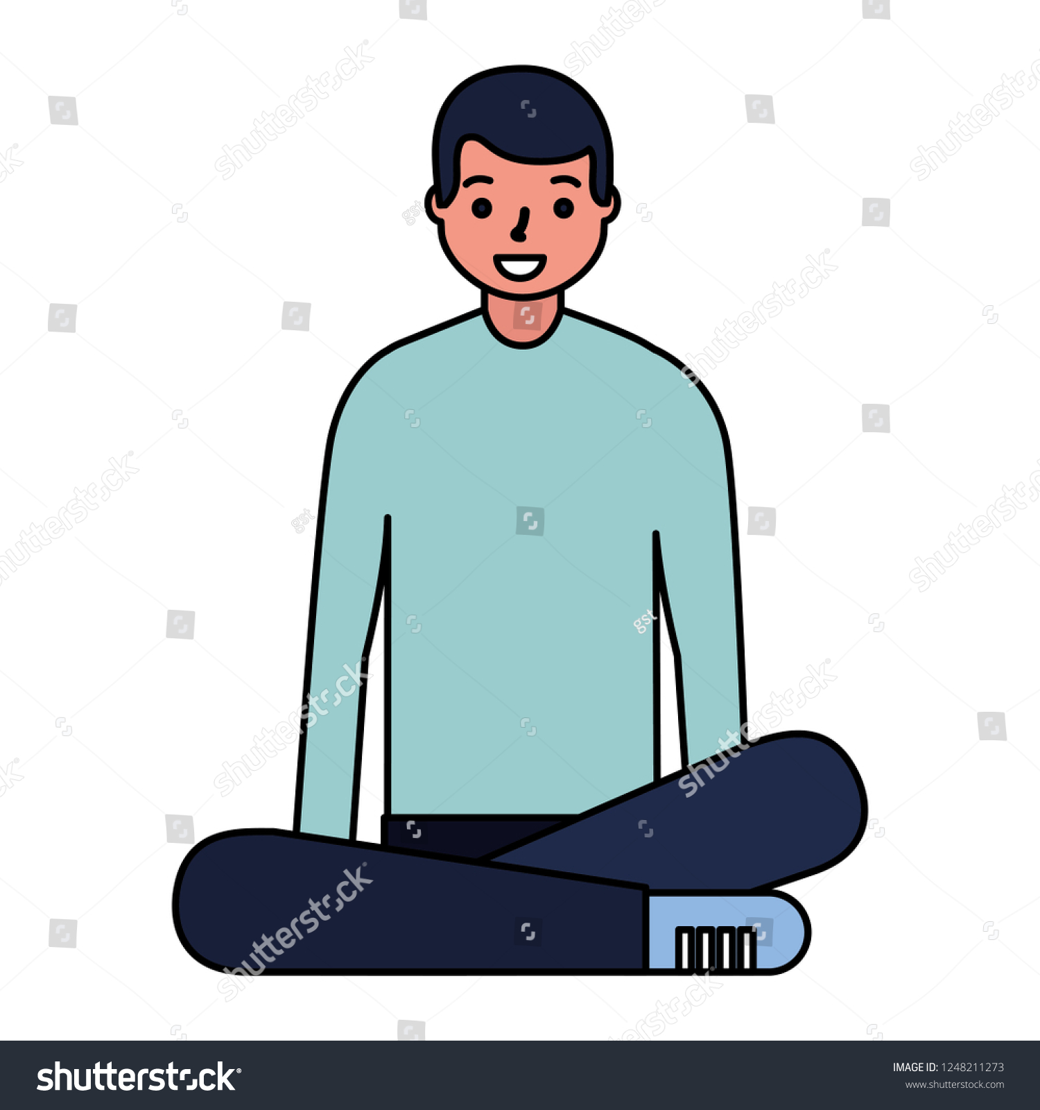 Man Sitting Crossed Legs Stock Vector (Royalty Free) 1248211273 ...