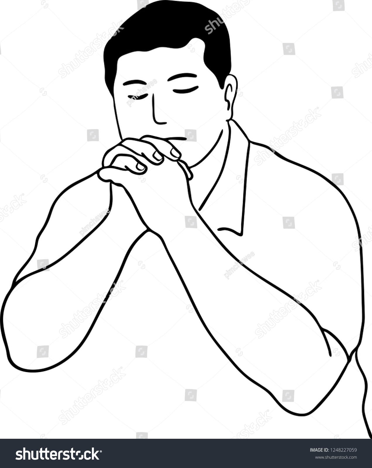 Man Praying Stock Vector (Royalty Free) 1248227059 | Shutterstock