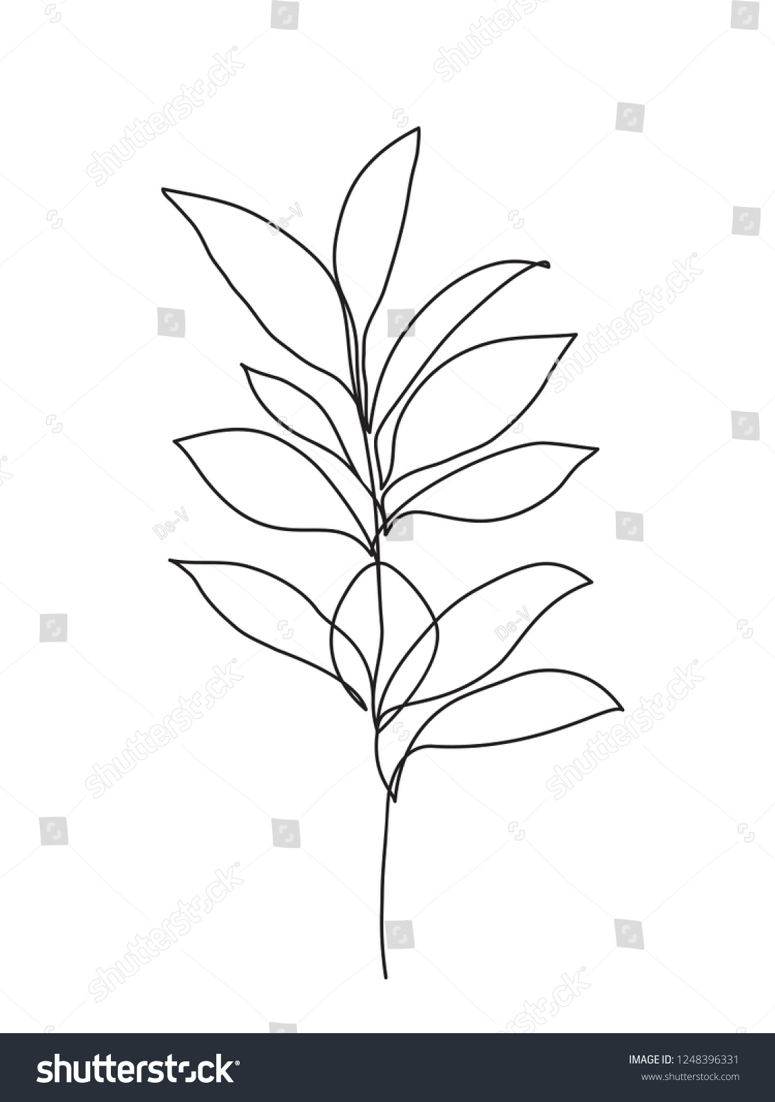 Botanical Leaves One Line Drawing Art Stock Vector (Royalty Free ...