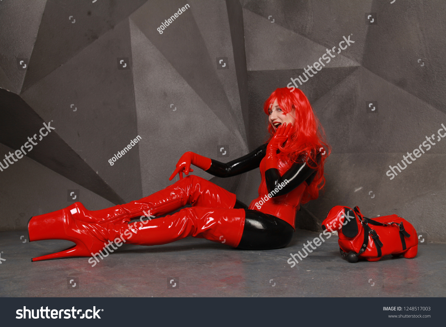 Стоковая фотография 1248517003 Sexy Kinky Mistress Woman Posing Black Shutterstock