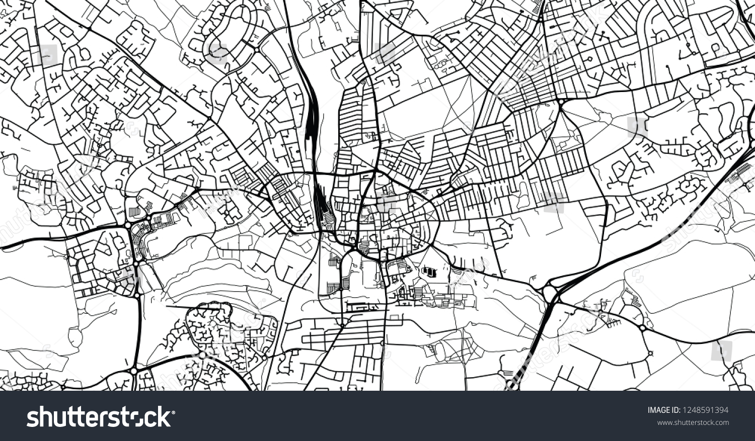 Stock Vector Urban Vector City Map Of Northampton England 1248591394 