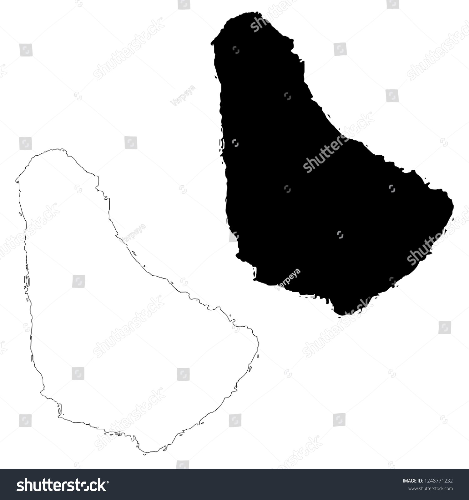 Vector Map Barbados Isolated Vector Illustration Stock Vector Royalty   Stock Vector Vector Map Barbados Isolated Vector Illustration Outline And Vector Black On White Background 1248771232 