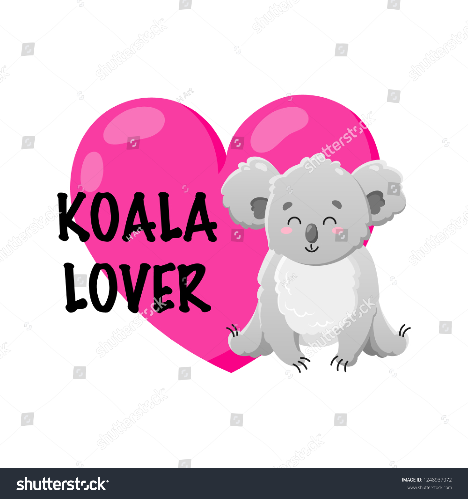 Vector Cartoon Koala Heart Doodle Illustration Stock Vector (Royalty ...