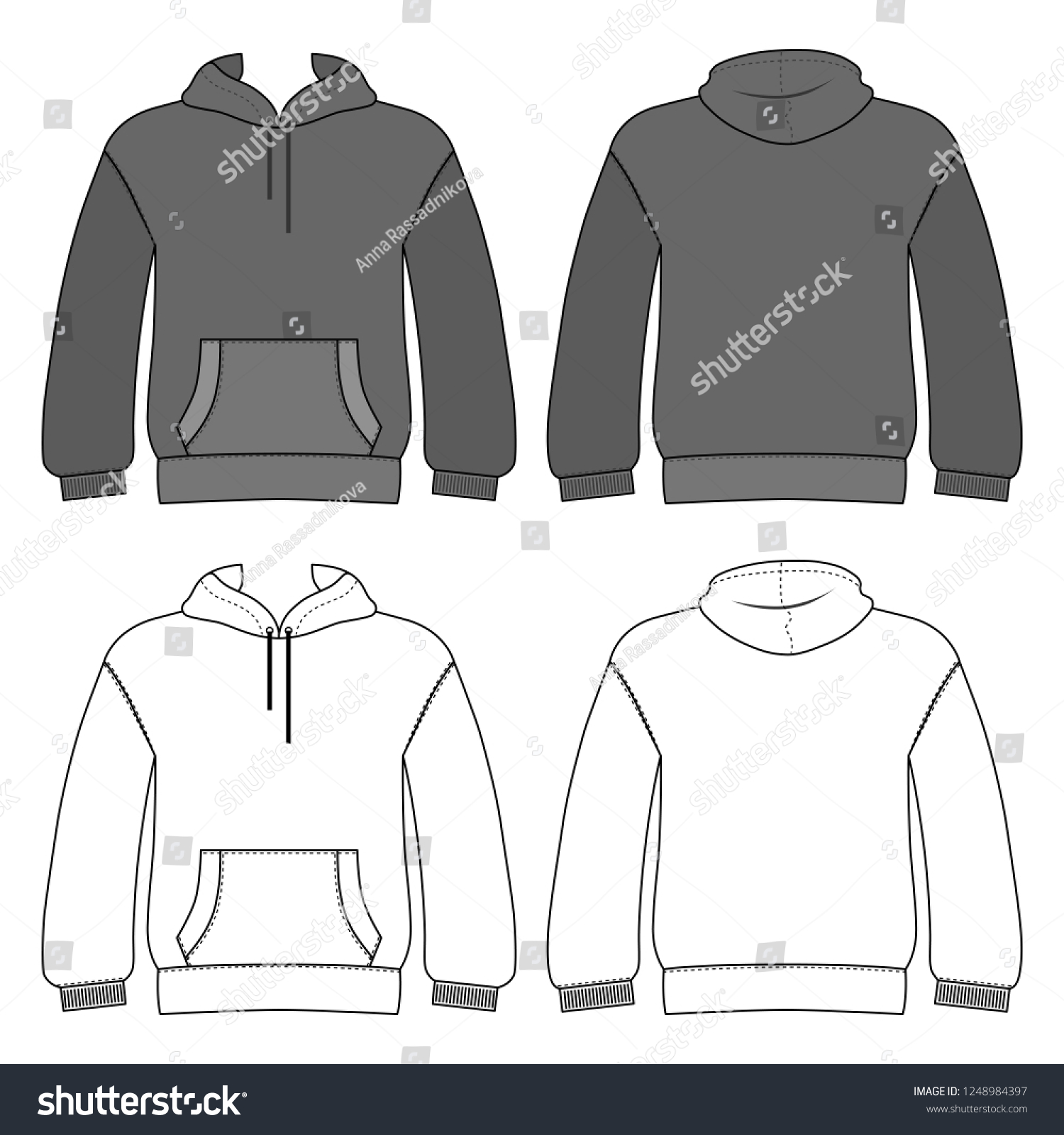 Hoodie Man Template Front Back Views Stock Illustration 1248984397 ...